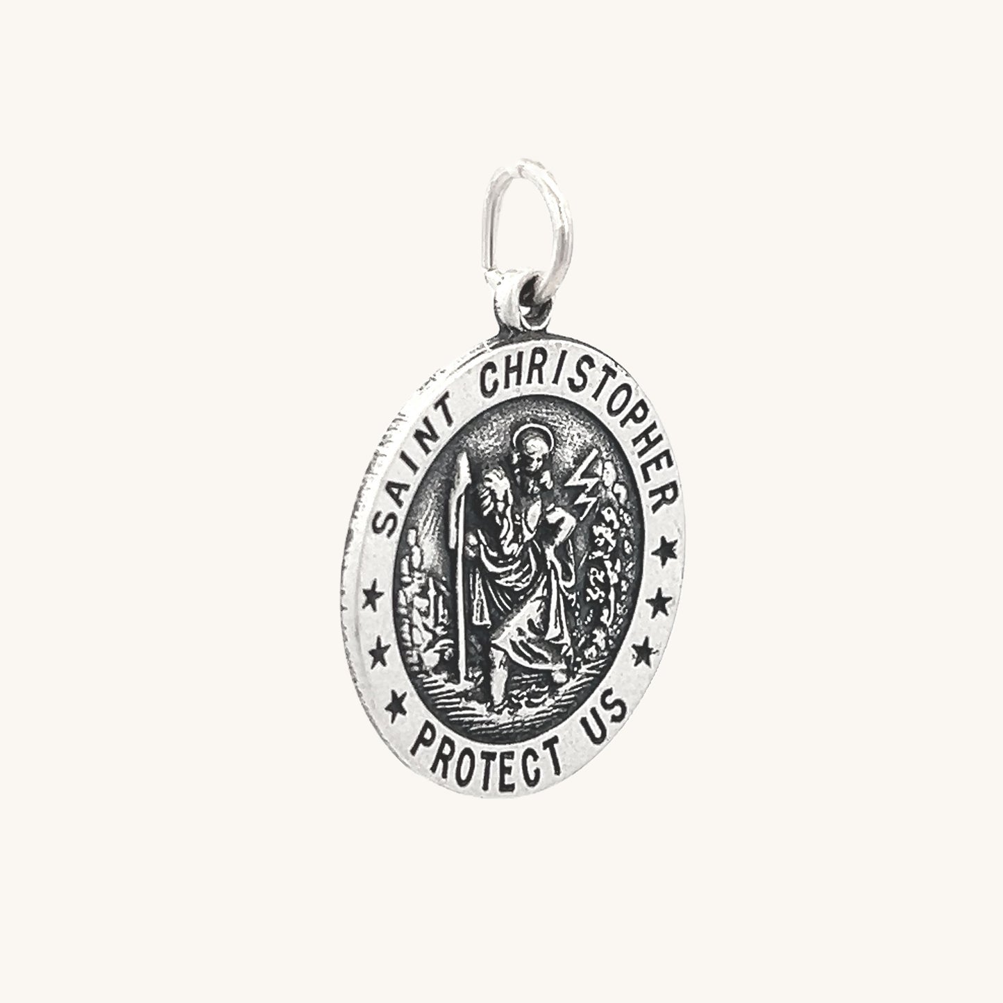 925 Antiqued Silver Saint Christopher Medal XL L M