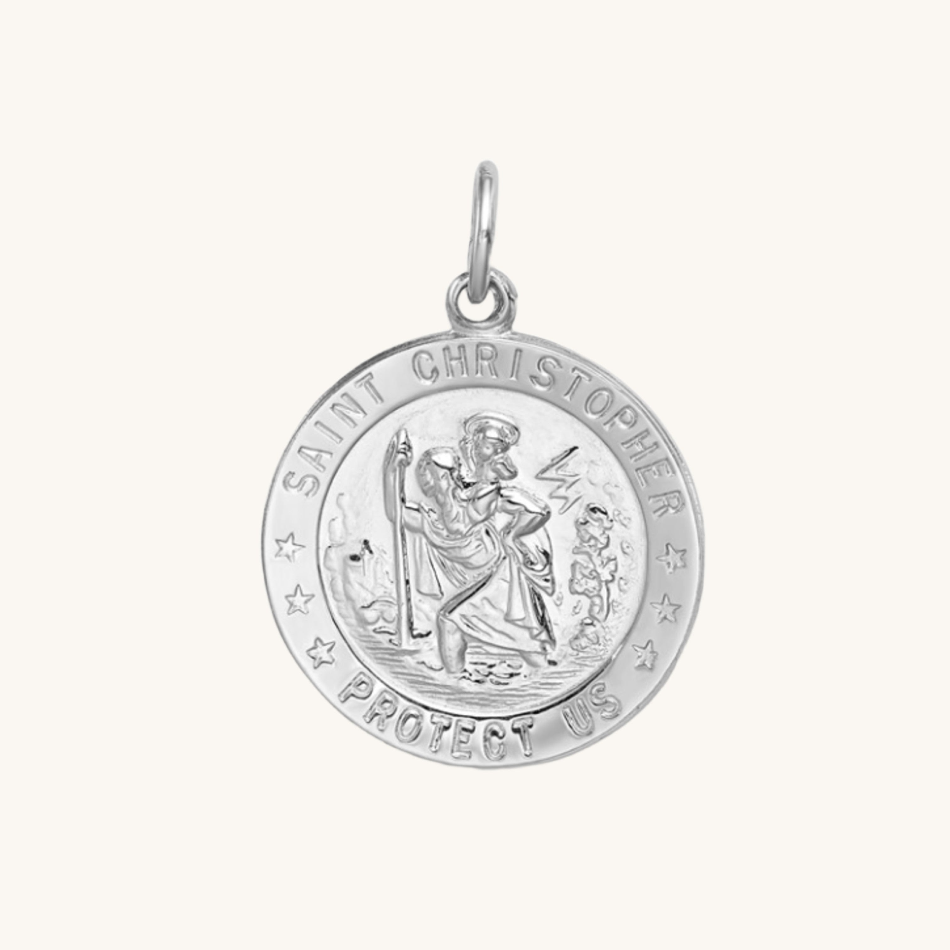 925 Bright Silver M Saint Christopher Medal pendant only