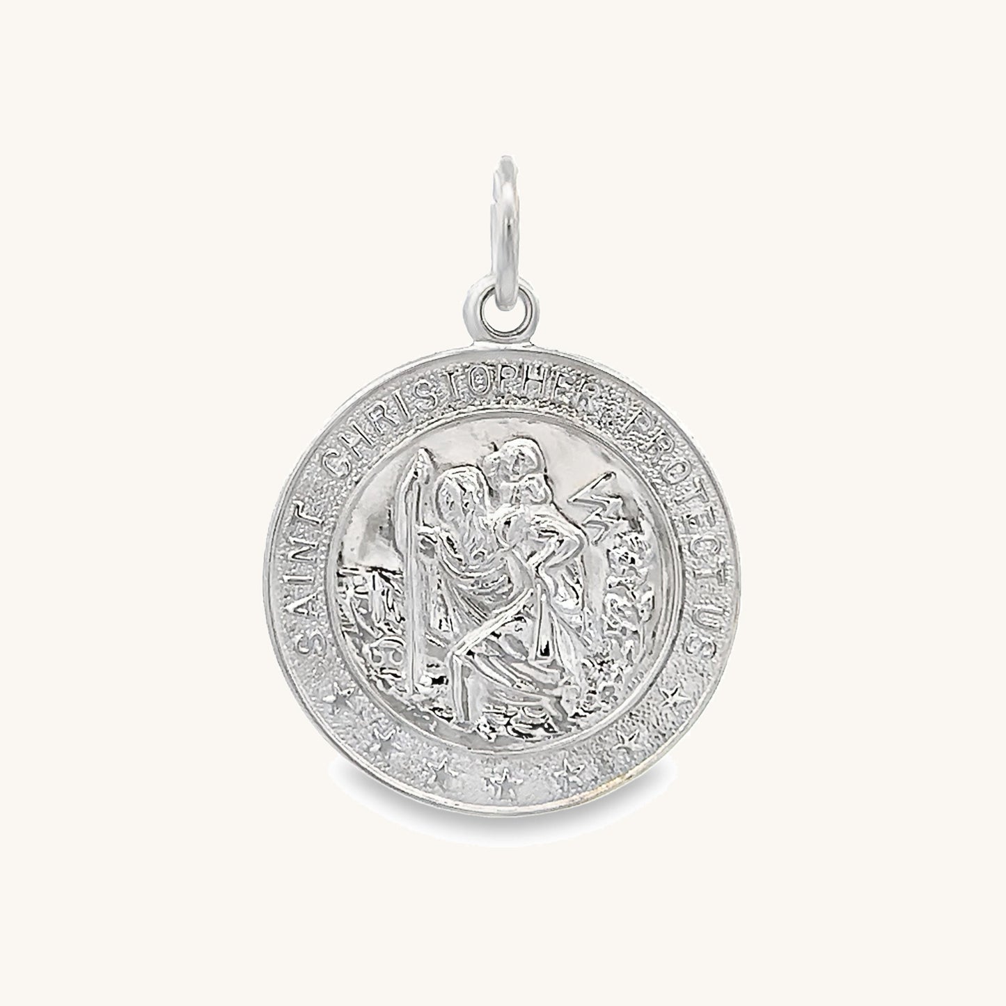 925 Bright Silver Saint Christopher Medal M