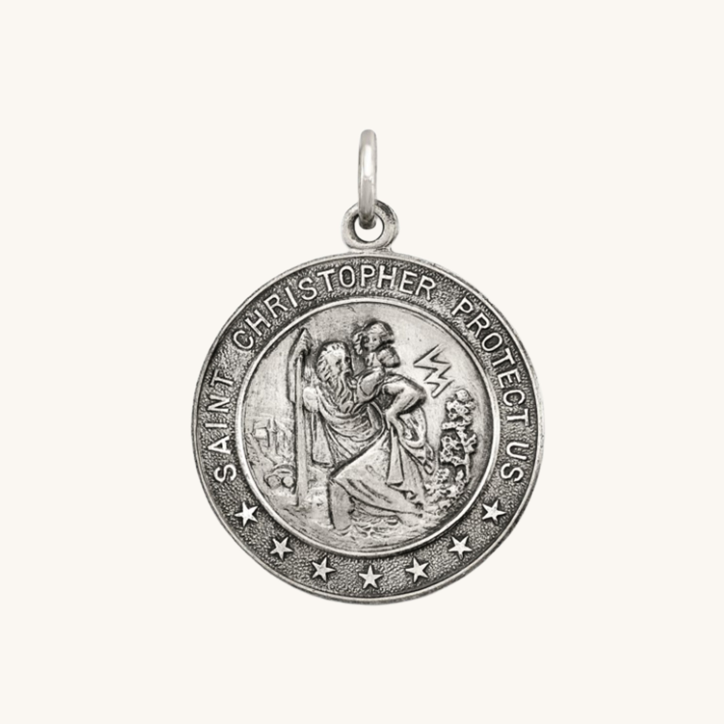 925 Saint Christopher Antiqued Silver M pendant only
