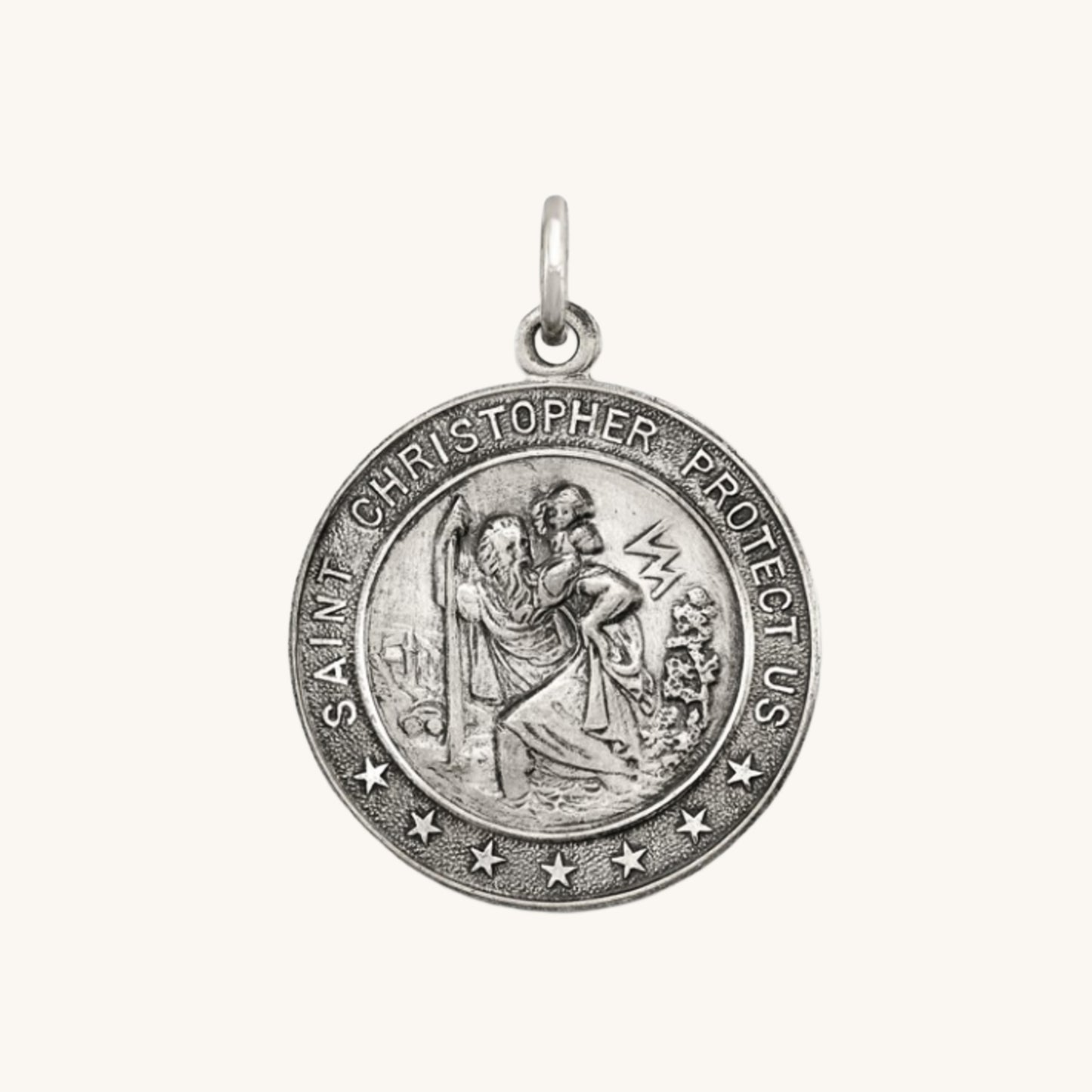 925 Saint Christopher Antiqued Silver M pendant only