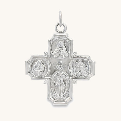 925 Bright Silver Four Way Medal L