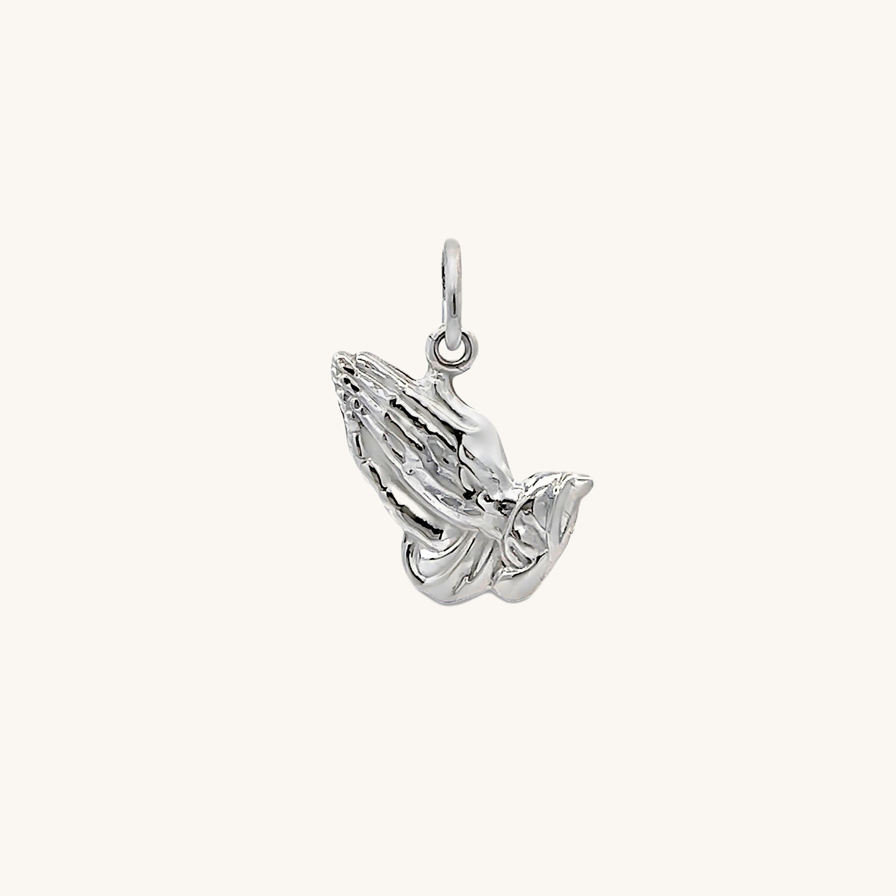 925 Bright Silver Praying Hands Charm M