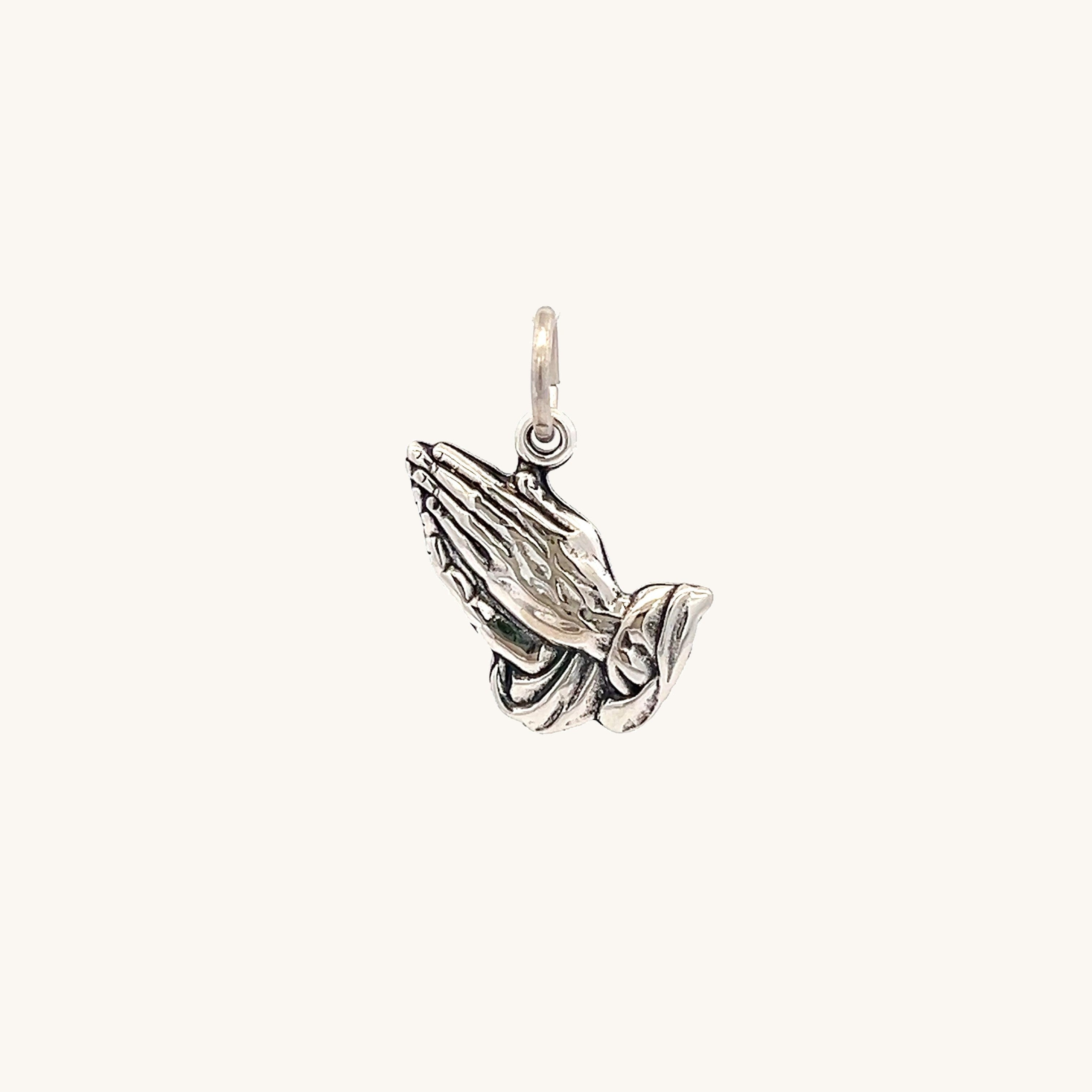 925 Antiqued Silver Praying Hands Charm M