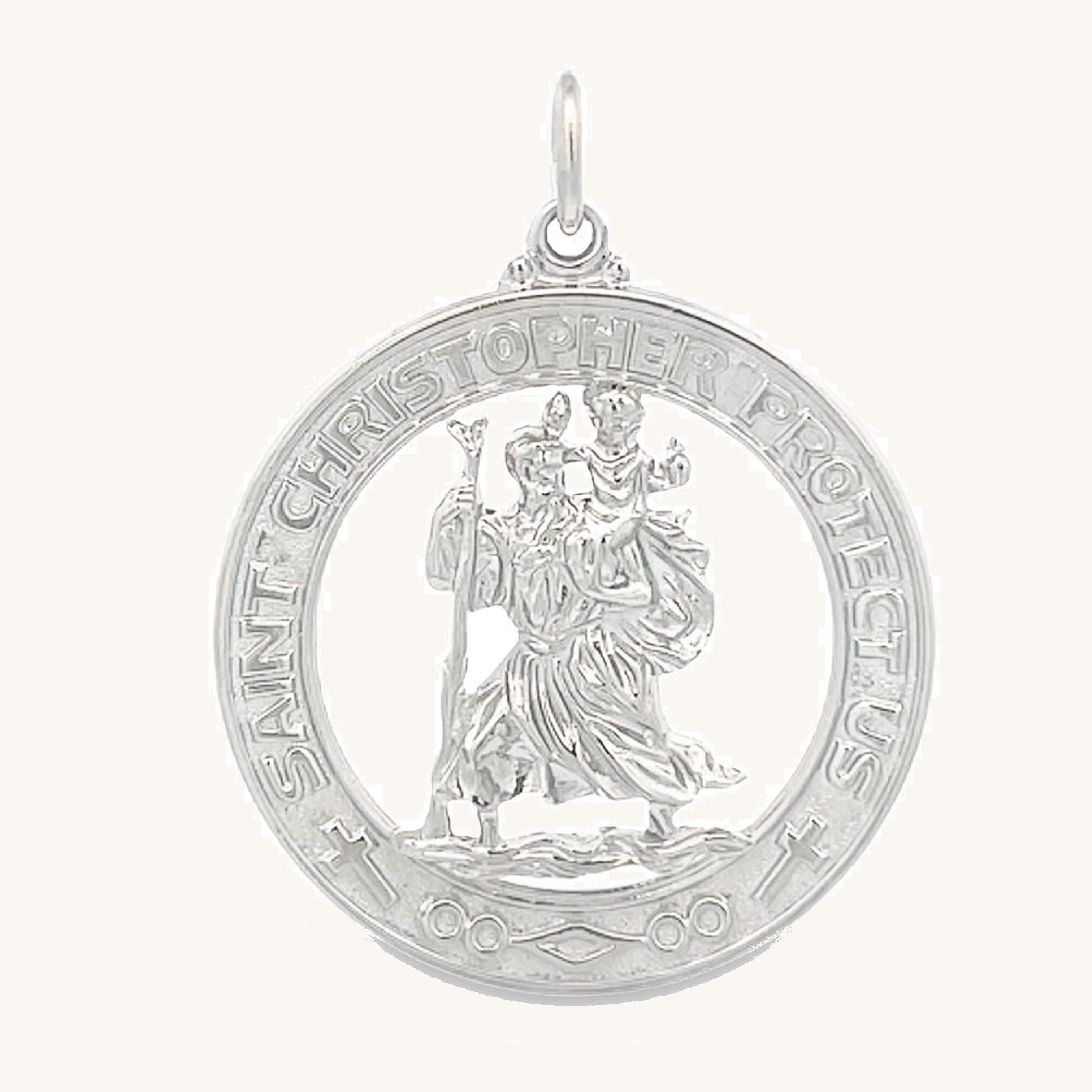 925 Bright Silver Saint Christopher Medal XL