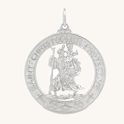 925 Bright Silver Saint Christopher Medal XL