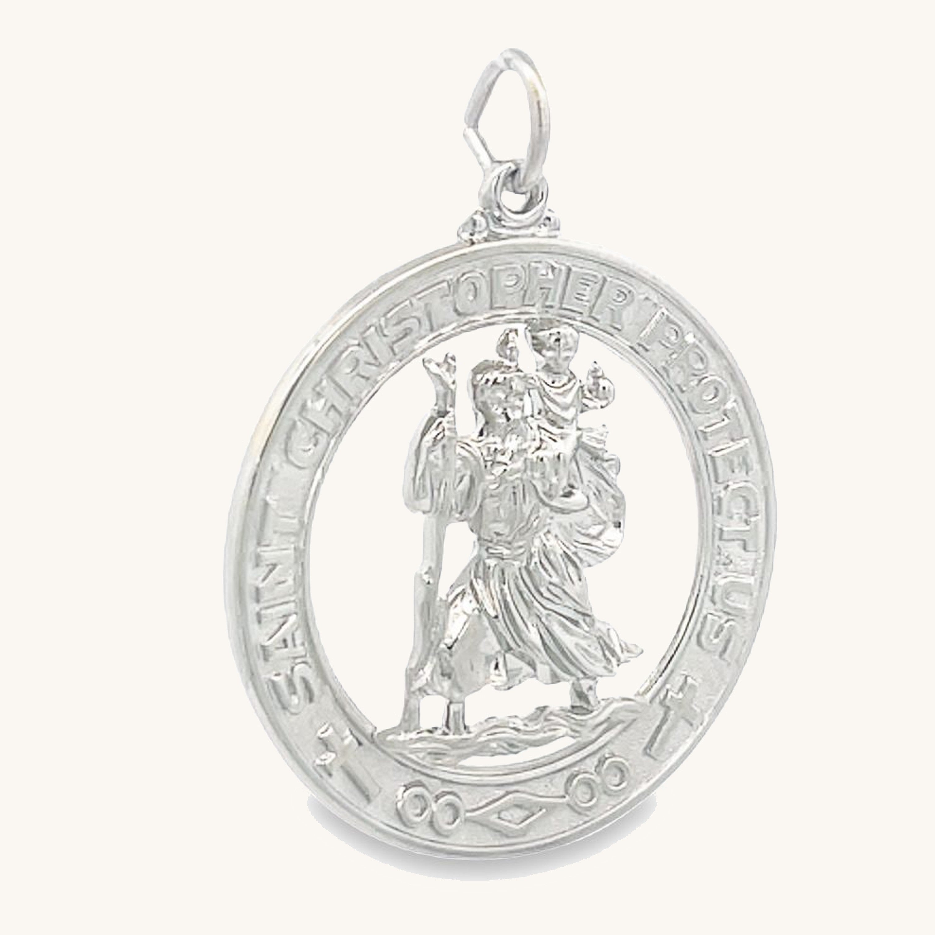 925 Bright Silver Saint Christopher Medal XL