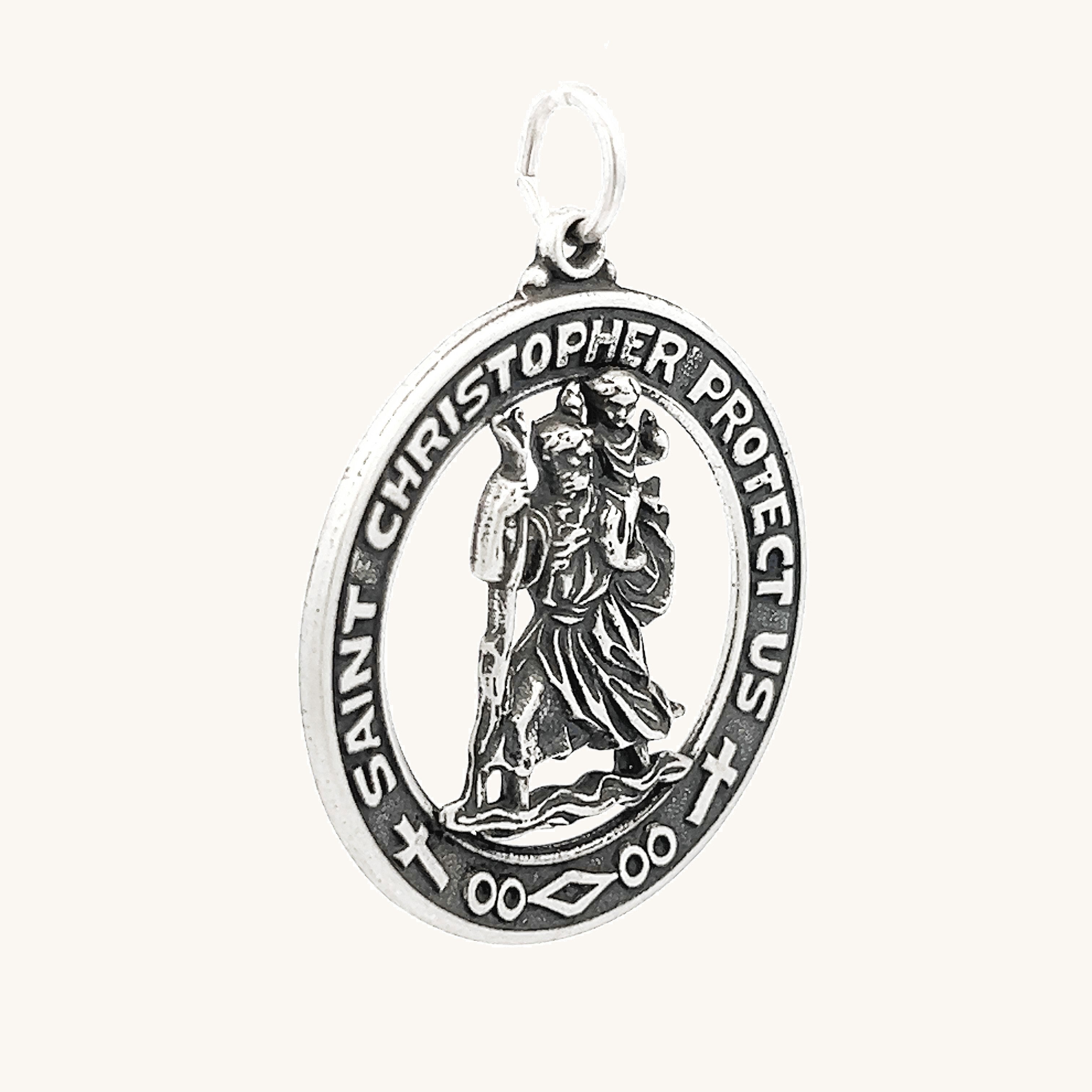 925 Antiqued Silver Saint Christopher Medal XL