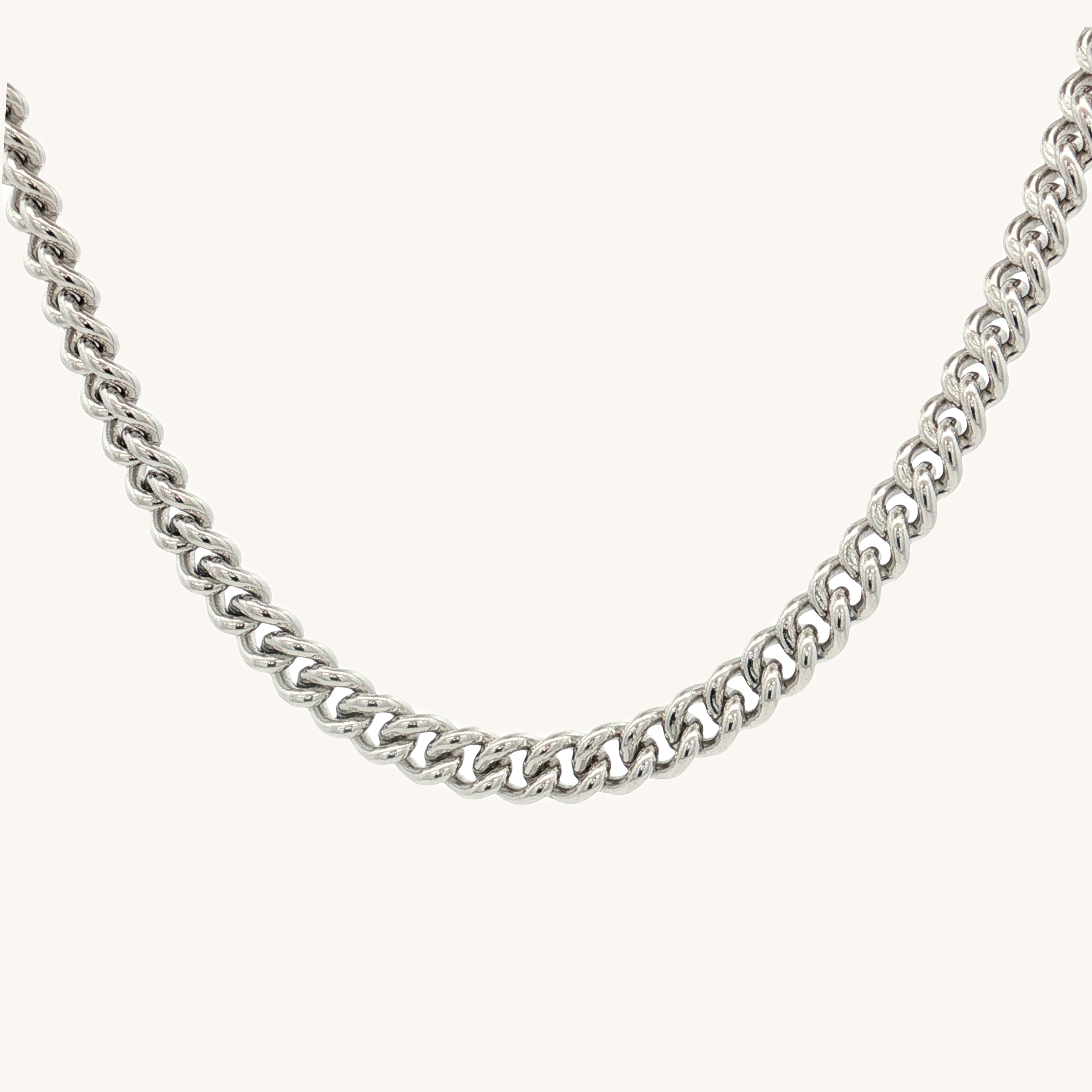 Bright Silver 925 SS Solid 925 Sterling Silver 4mm Curb Chain 20 inch 22 inch 24 inch main image