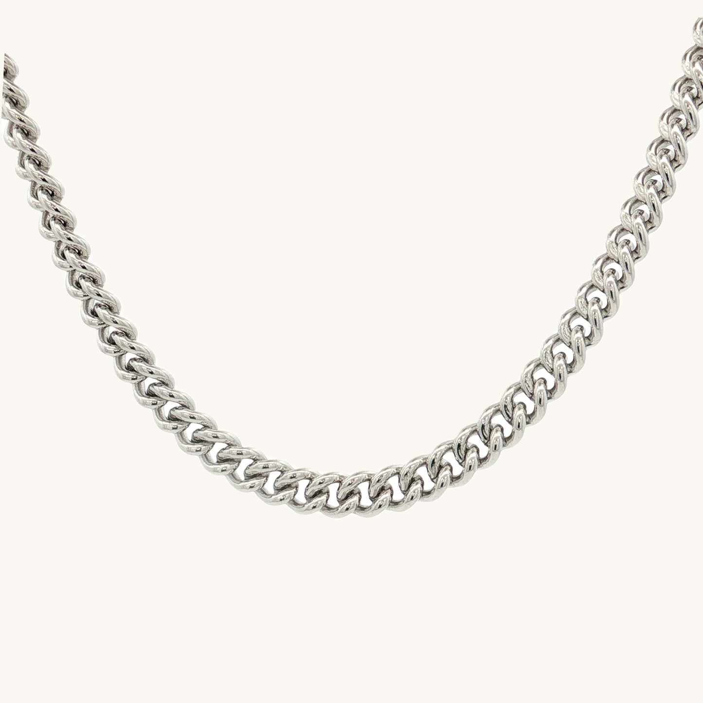 Bright Silver 925 SS Solid 925 Sterling Silver 4mm Curb Chain 20 inch 22 inch 24 inch main image