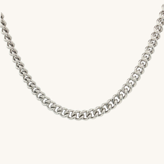 Bright Silver 925 SS Solid 925 Sterling Silver 4mm Curb Chain 20 inch 22 inch 24 inch main image