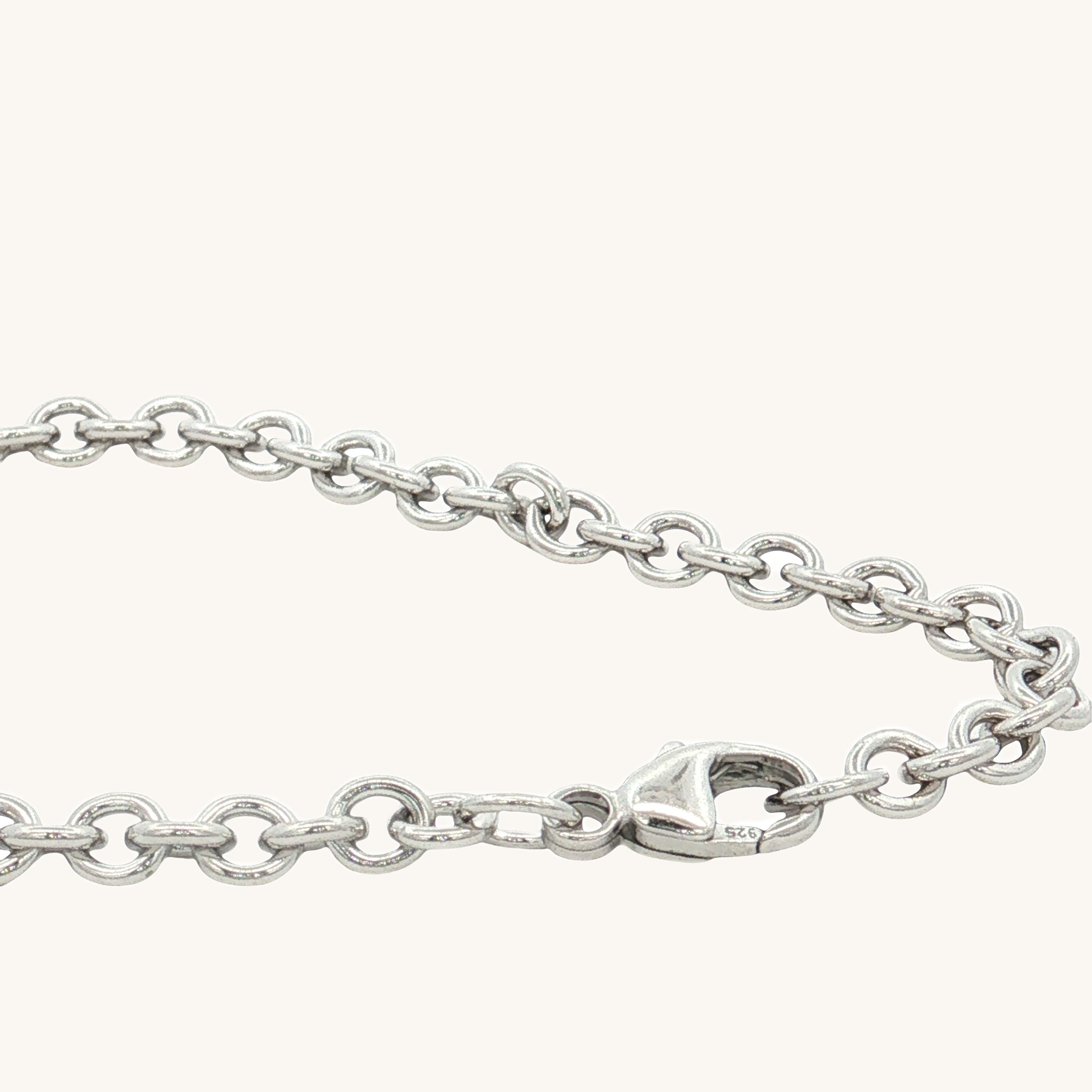 Bright Silver 925 SS Solid 925 Sterling Silver 3.3mm Cable Chain 16 inch 18 inch 20 inch lobster clasp image