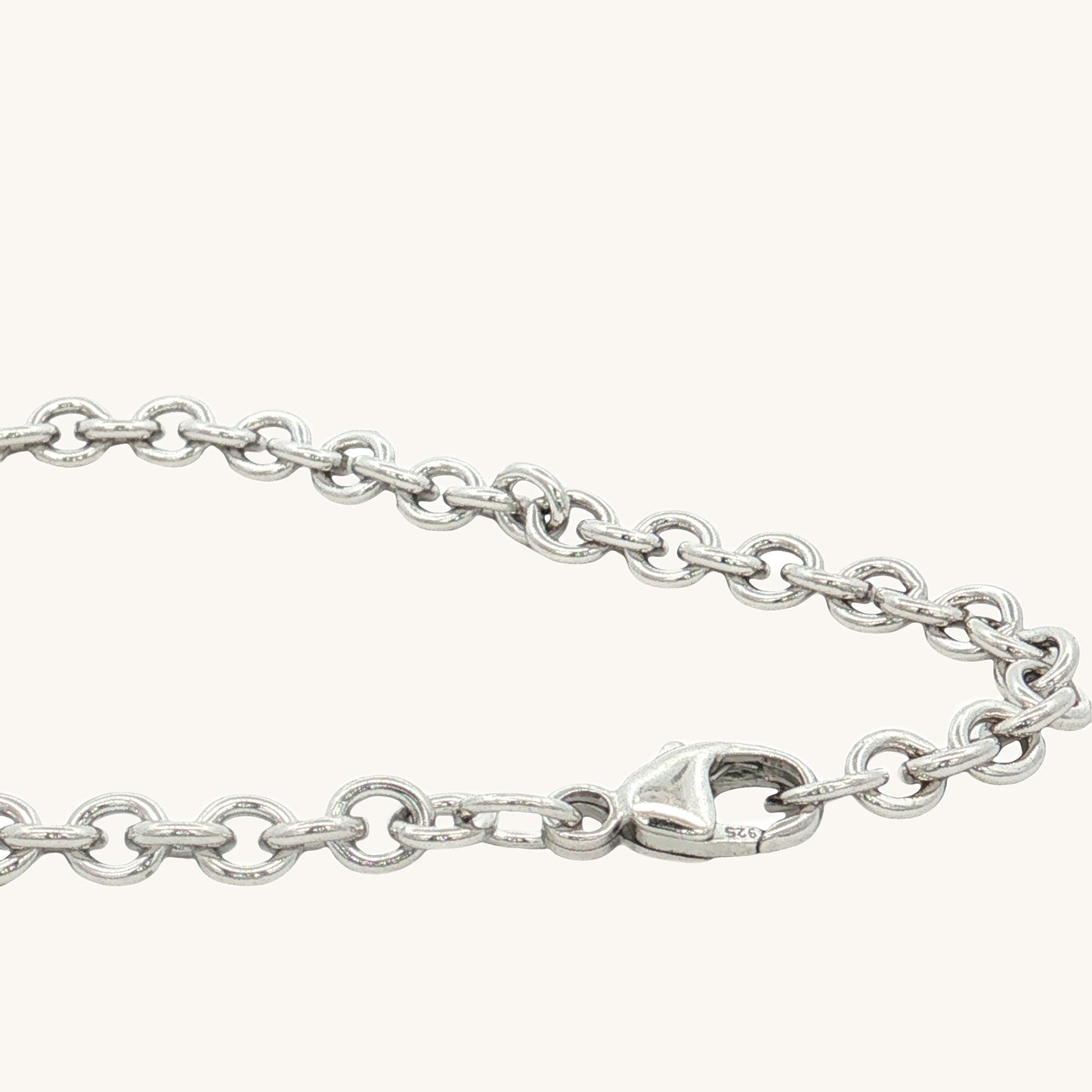 Bright Silver 925 SS Solid 925 Sterling Silver 3.3mm Cable Chain 16 inch 18 inch 20 inch lobster clasp image