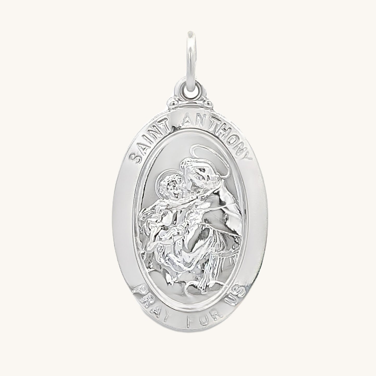 925 Bright Silver Saint Anthony Medal L