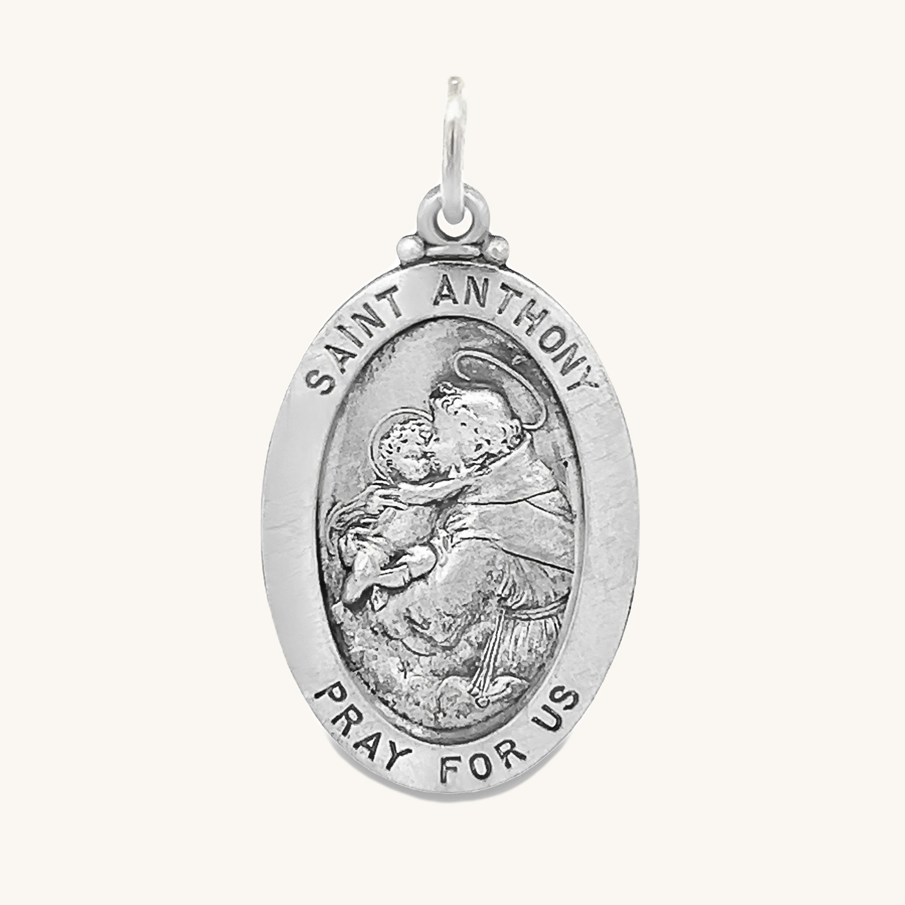 925 Antiqued Silver Saint Anthony Medal L