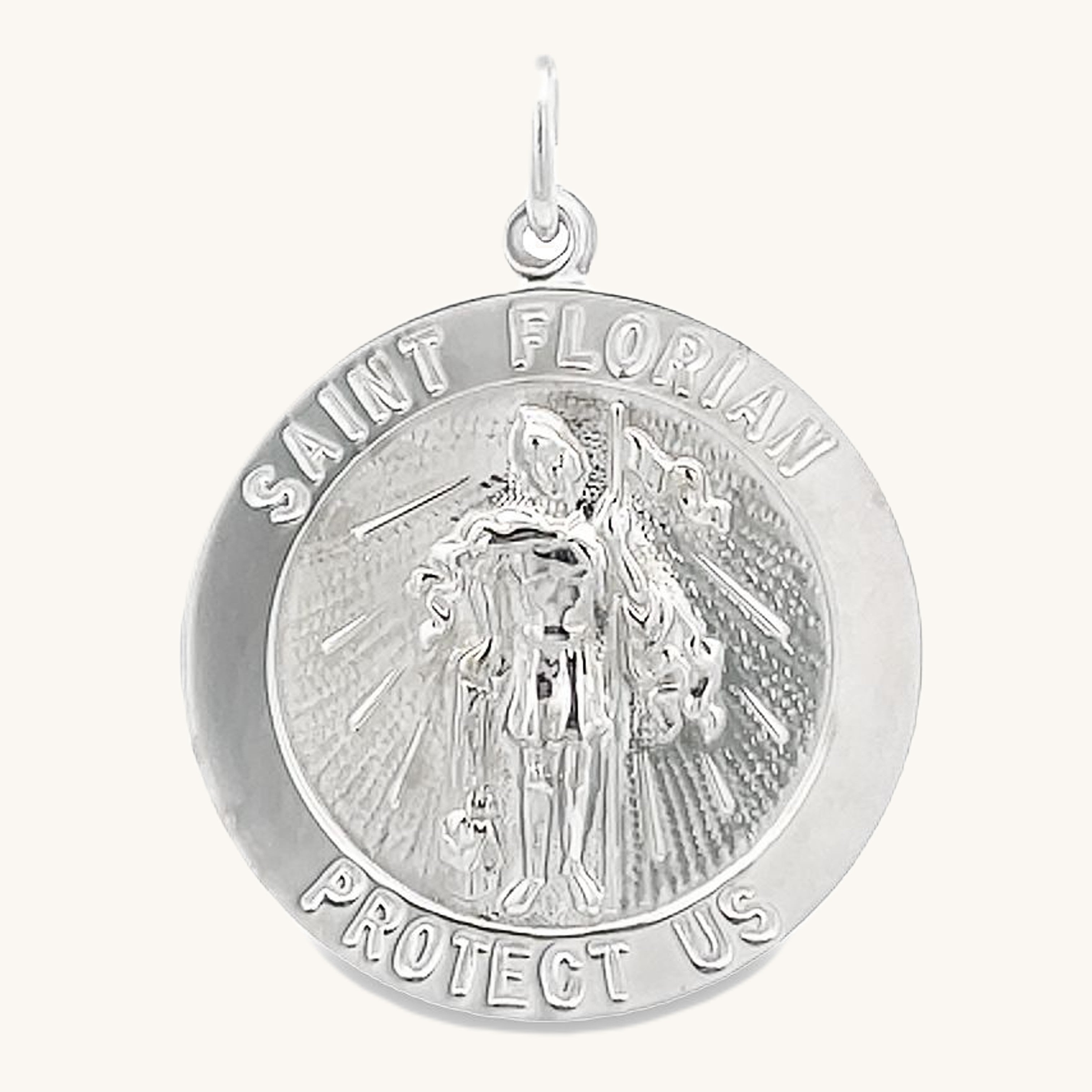 925 Bright Silver Saint Florian Medal XL