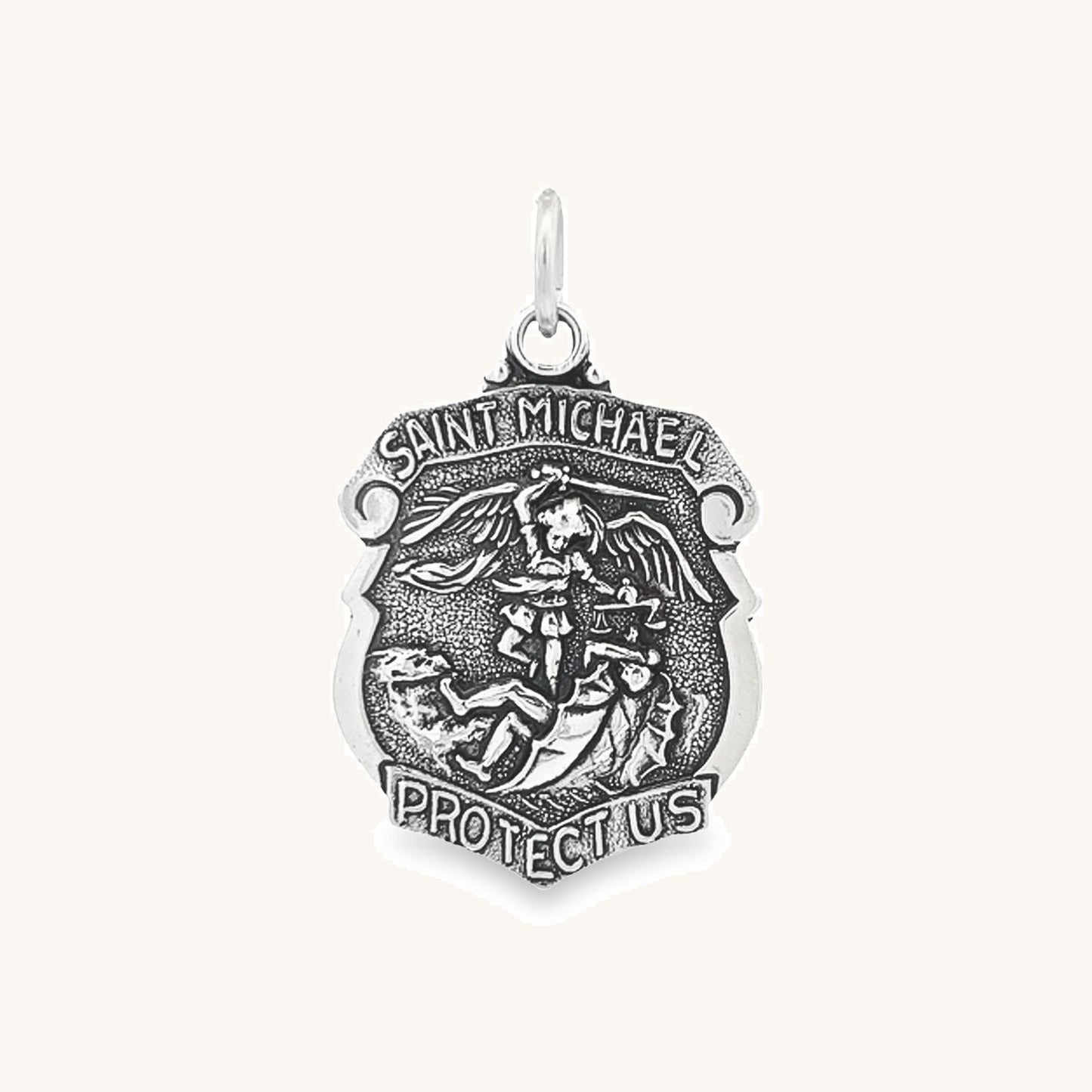 925 Antiqued Silver Saint Michael Badge S