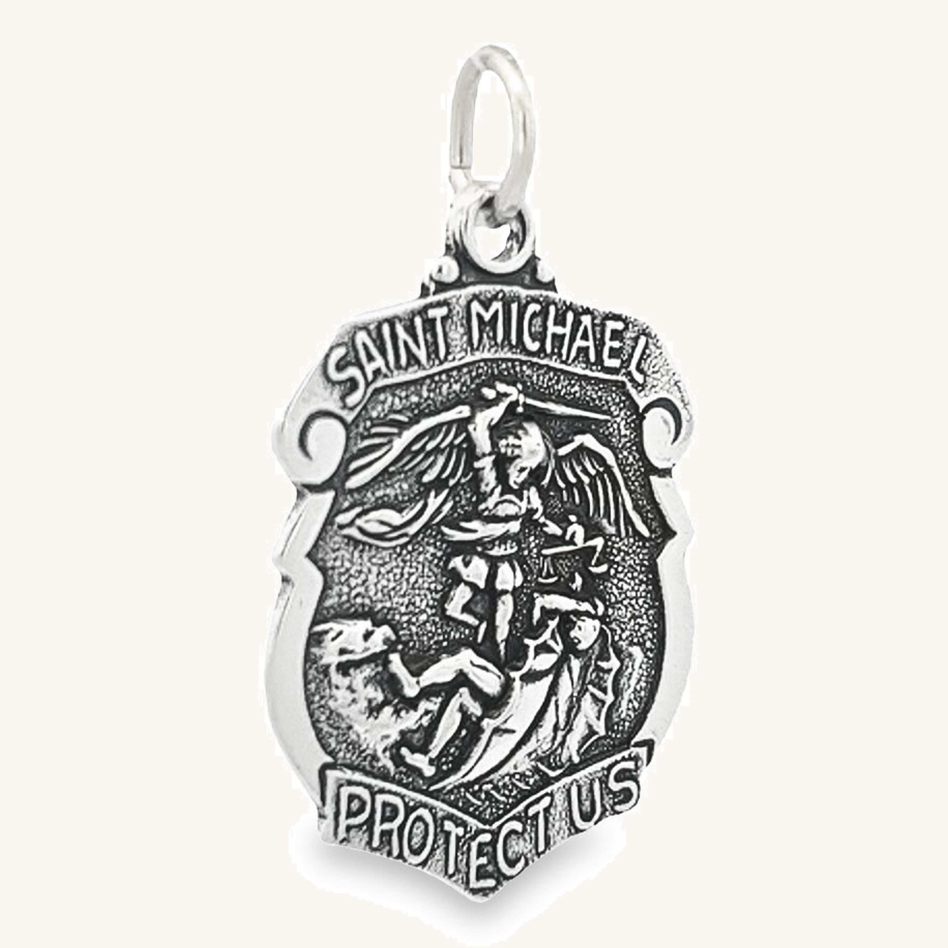 925 Antiqued Silver Saint Michael Badge L S