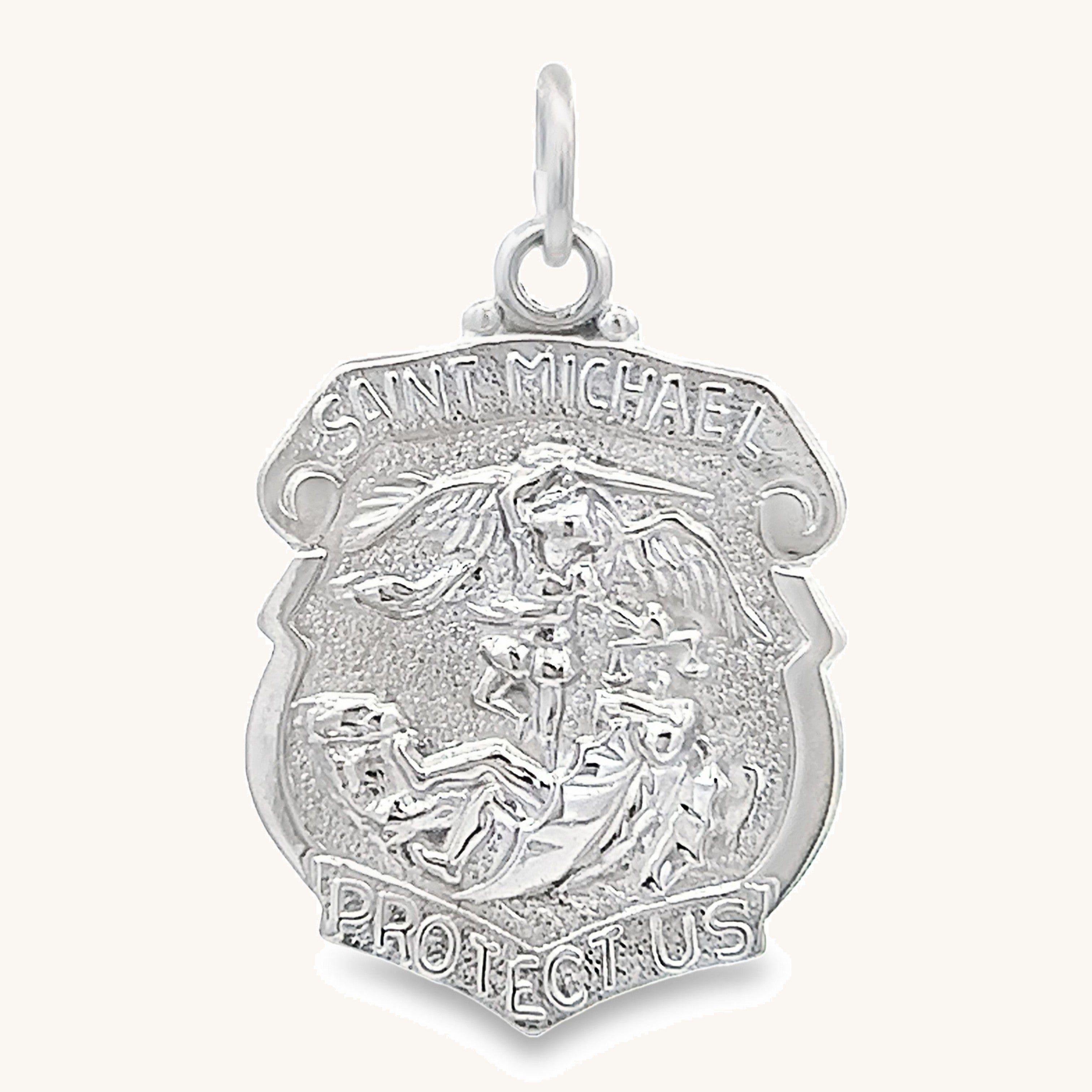 925 Bright Silver Saint Michael Badge L