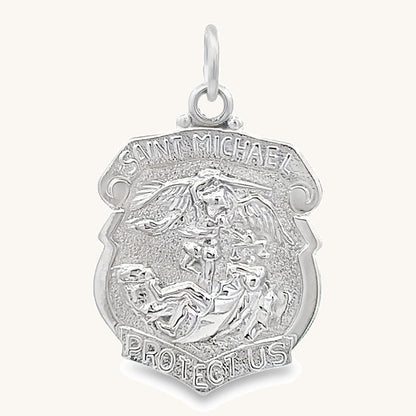 925 Bright Silver Saint Michael Badge L