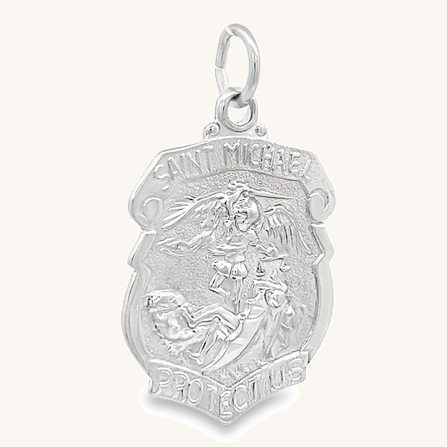 925 Bright Silver Saint Michael Badge L S