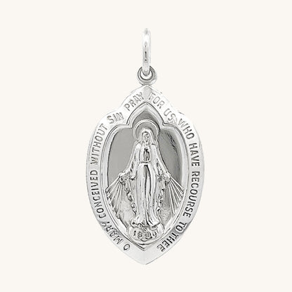 925 Bright Silver Miraculous Shield Medal L