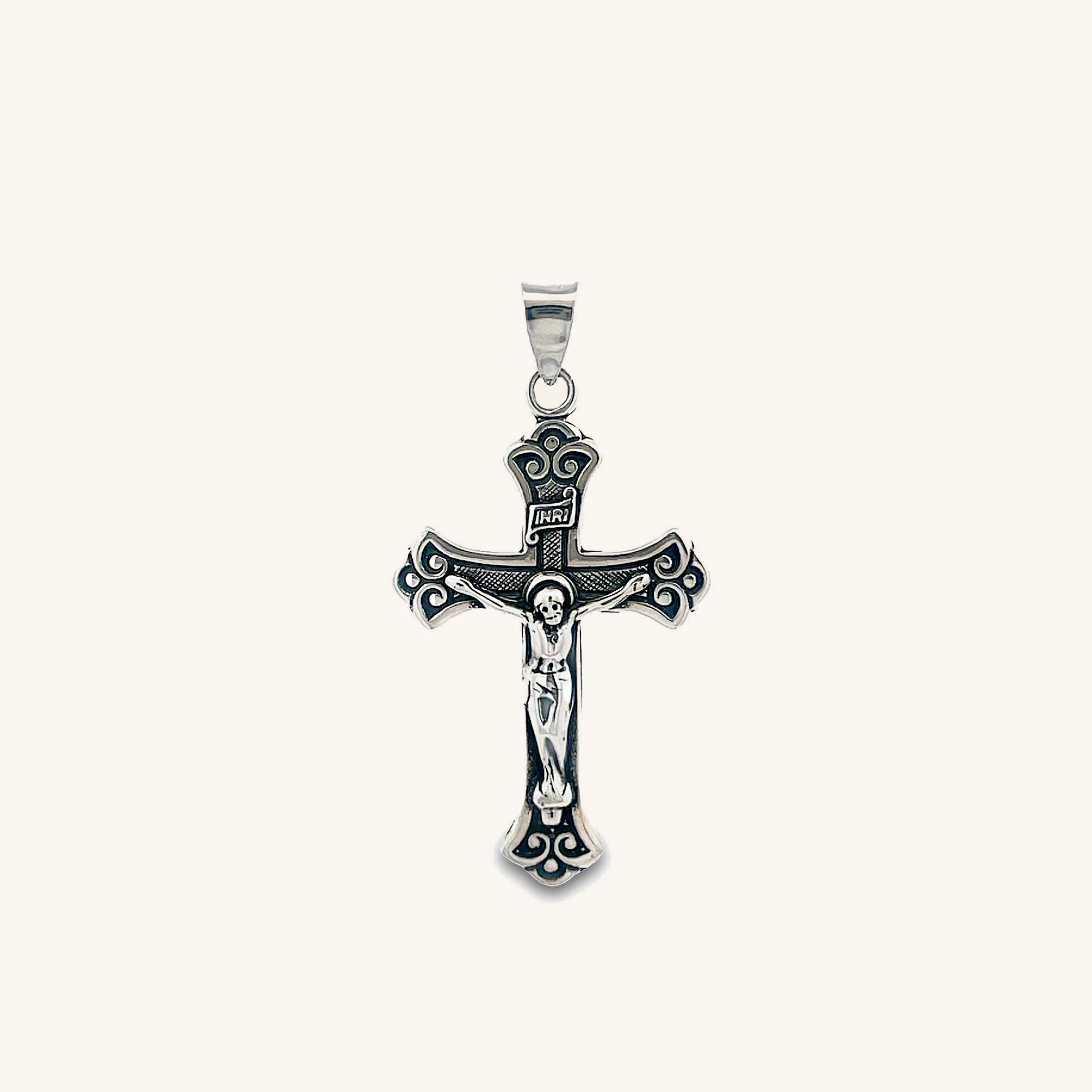 925 Antiqued Silver Design Crucifix S