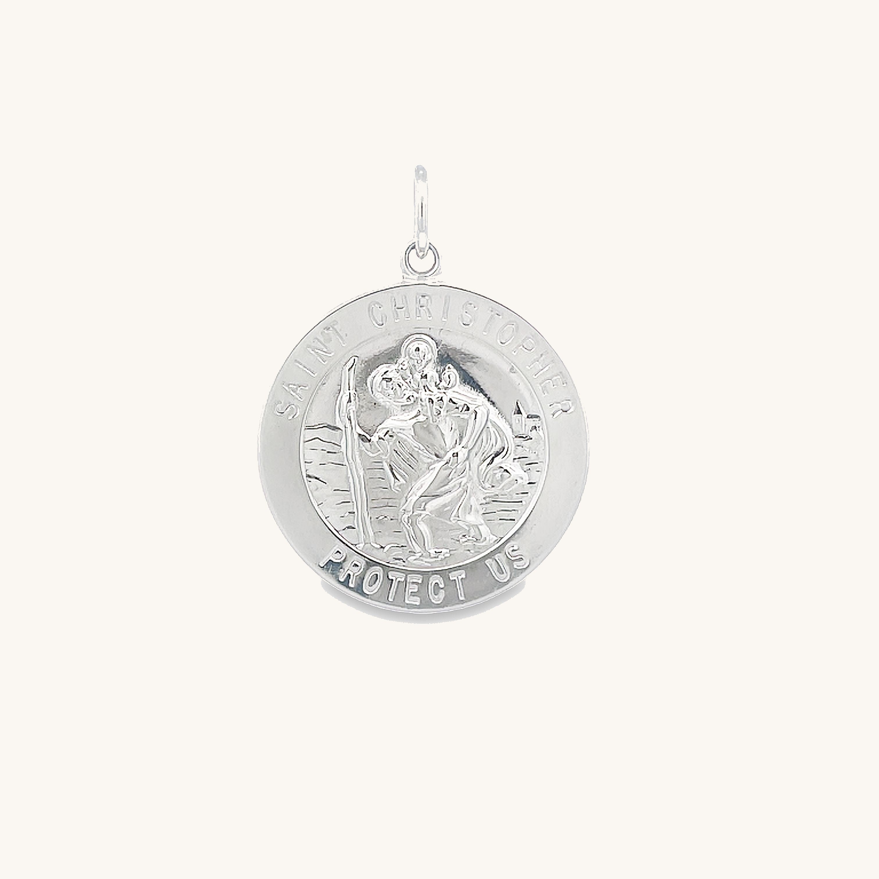 925 Bright Silver XL Saint Christopher Medal