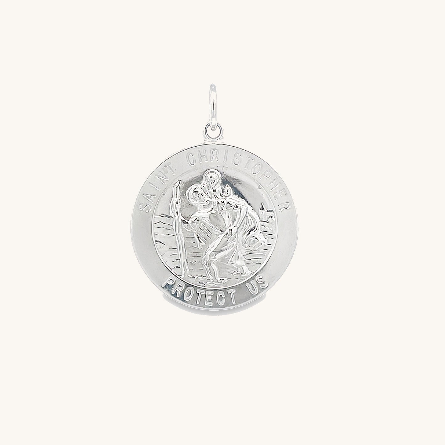 925 Bright Silver XL Saint Christopher Medal