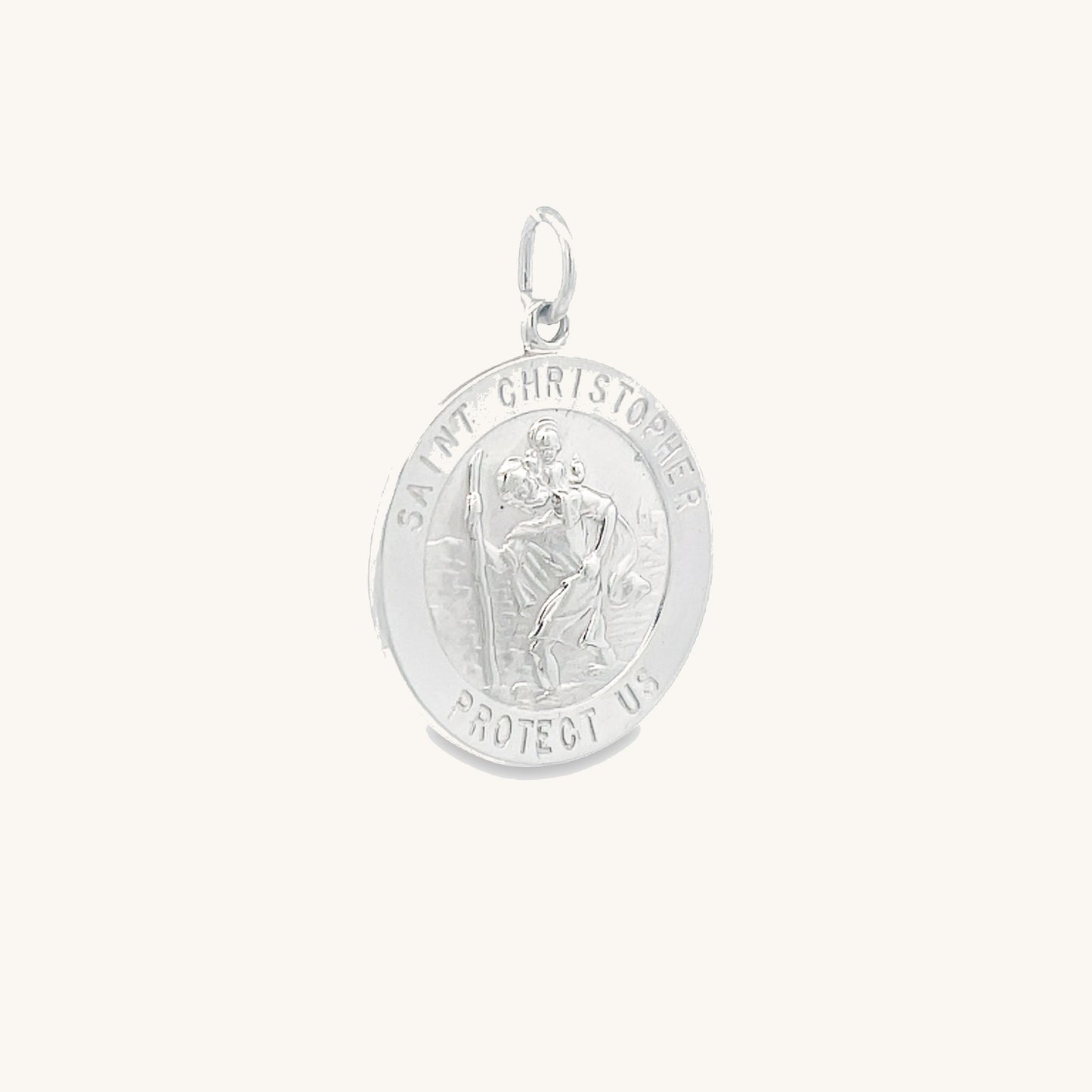 925 Bright Silver XL Saint Christopher Medal