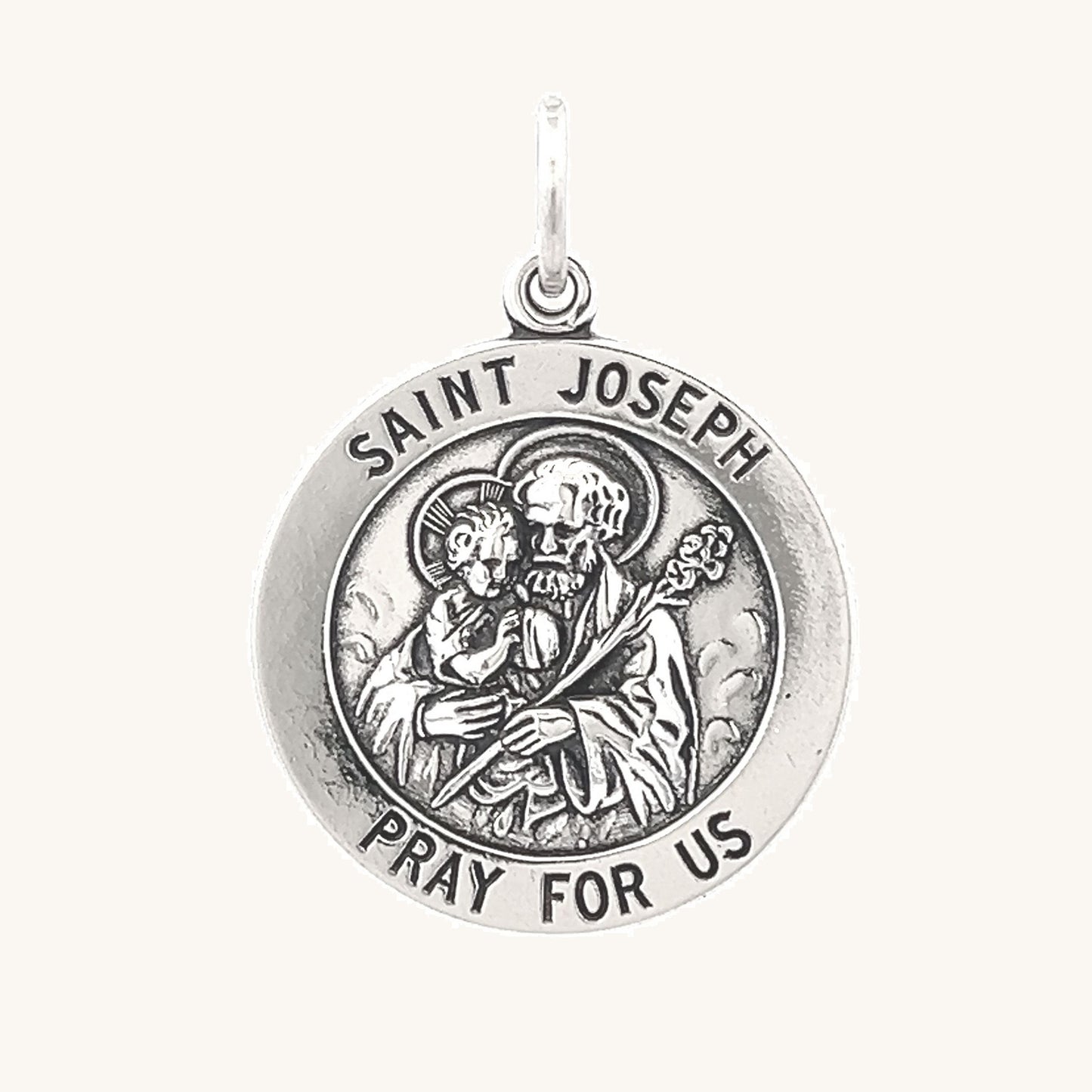 925 Antiqued Silver Saint Joseph Medal L