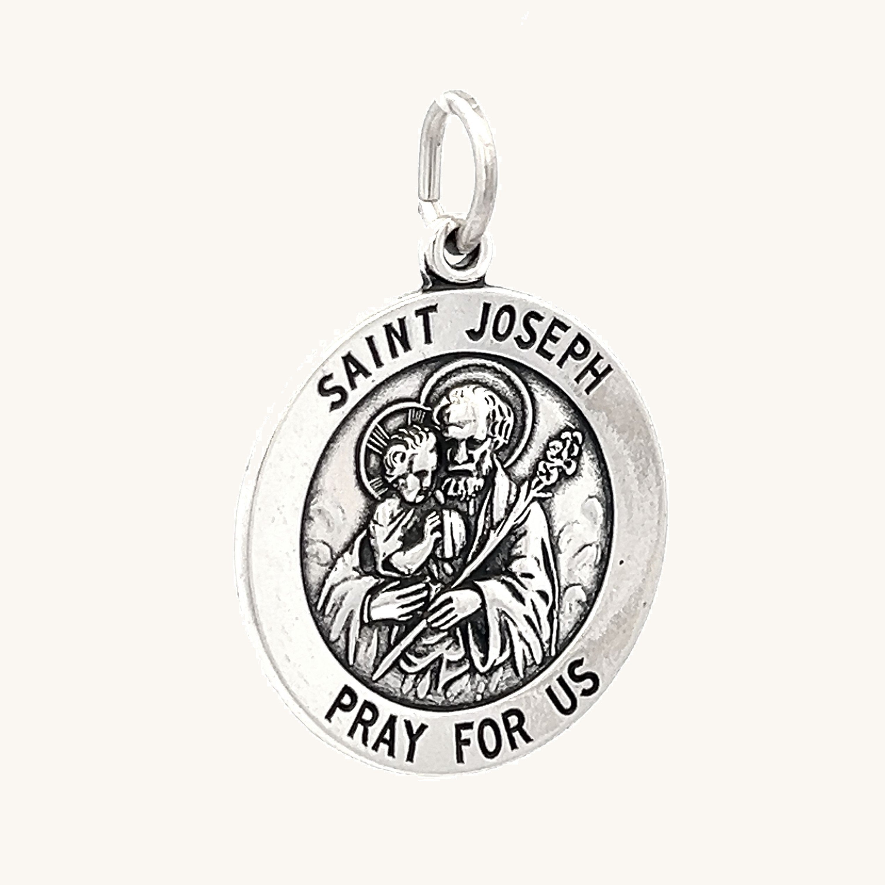 925 Antiqued Silver Saint Joseph Medal XL L M S