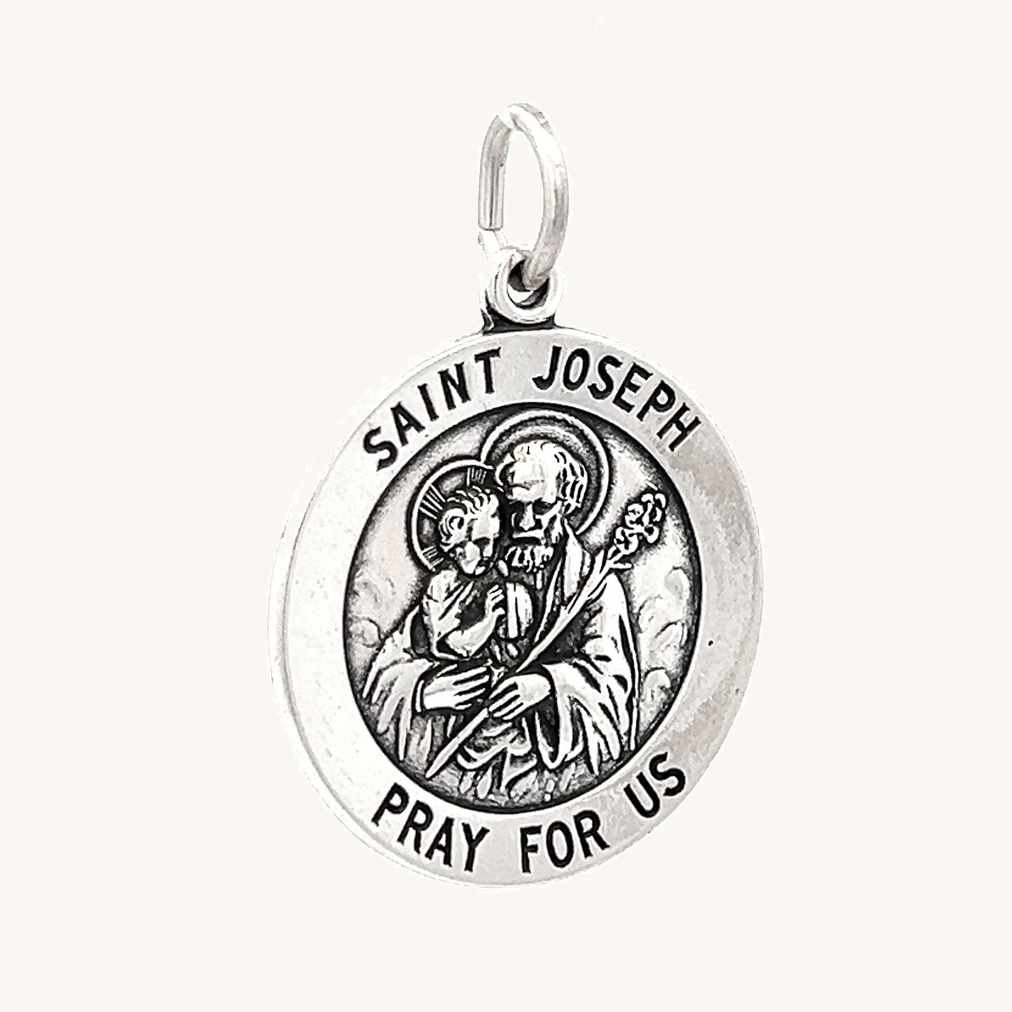 925 Antiqued Silver Saint Joseph Medal XL L M S