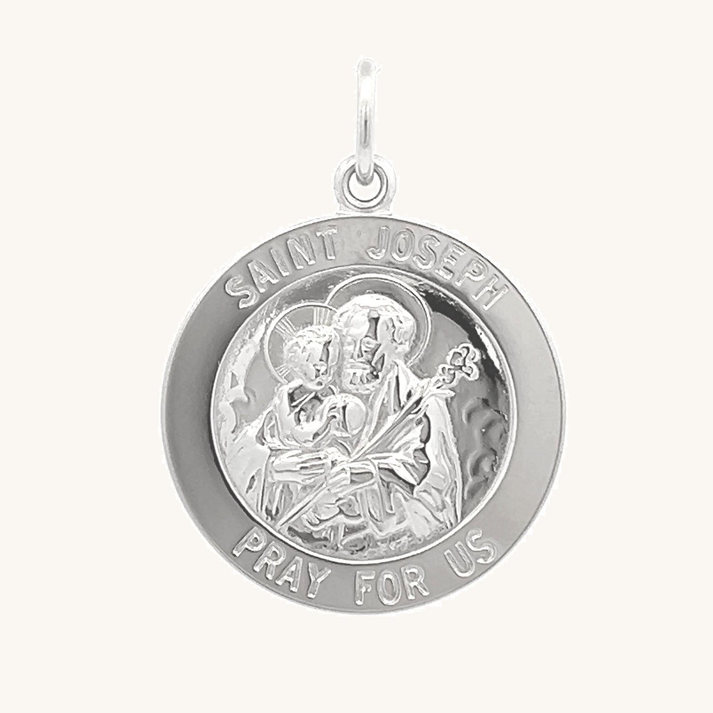 925 Bright Silver Saint Joseph Medal L