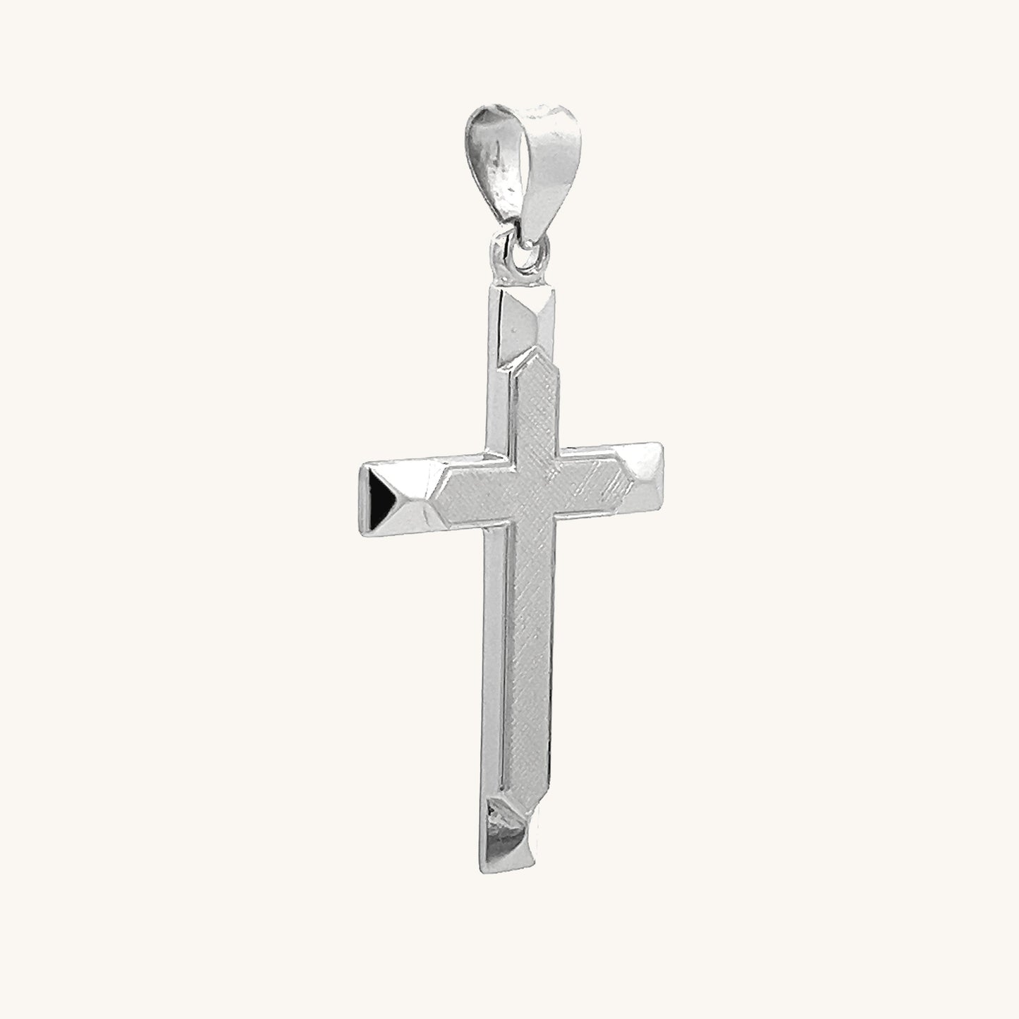 925 Bright Silver Textured Cross L M S XS