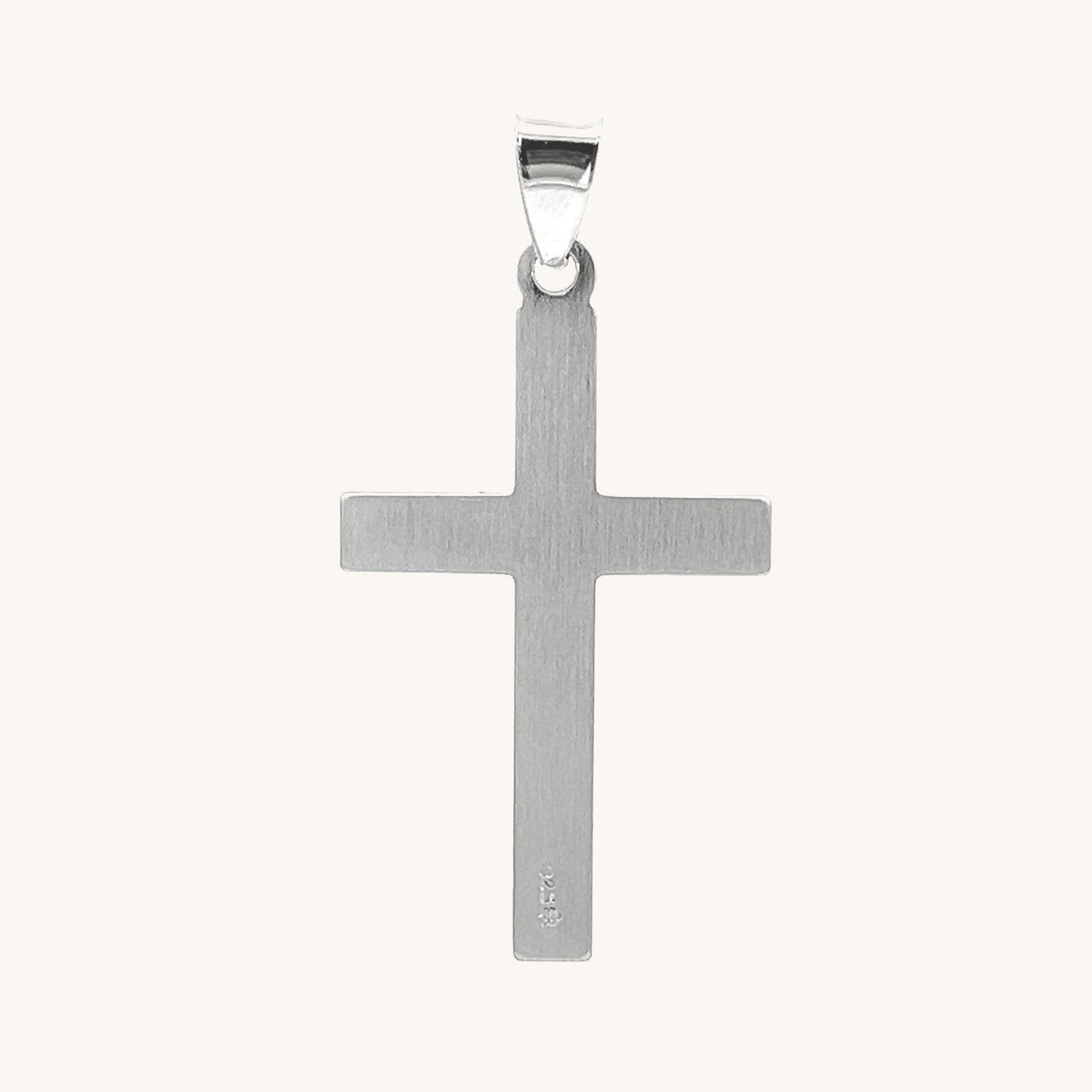 925 Bright Silver Textured Cross L M S XS