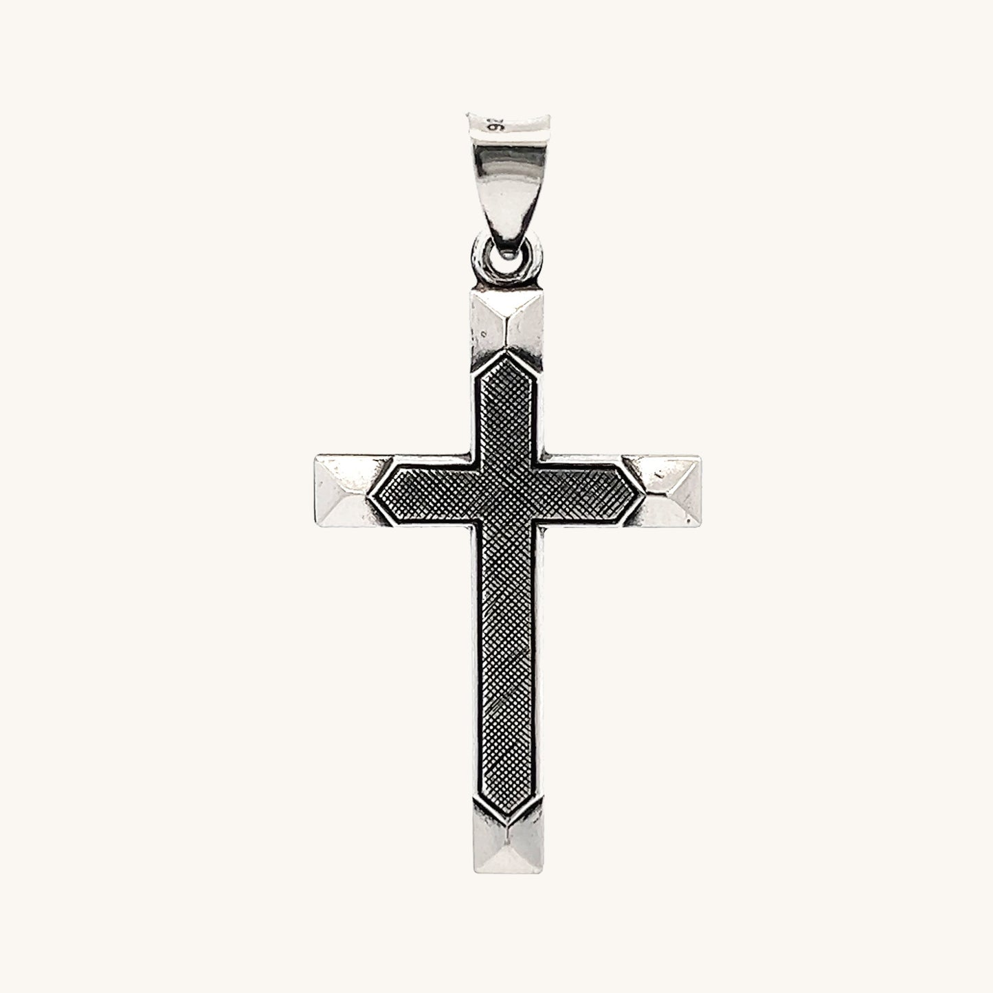 925 Antiqued Silver Textured Cross L