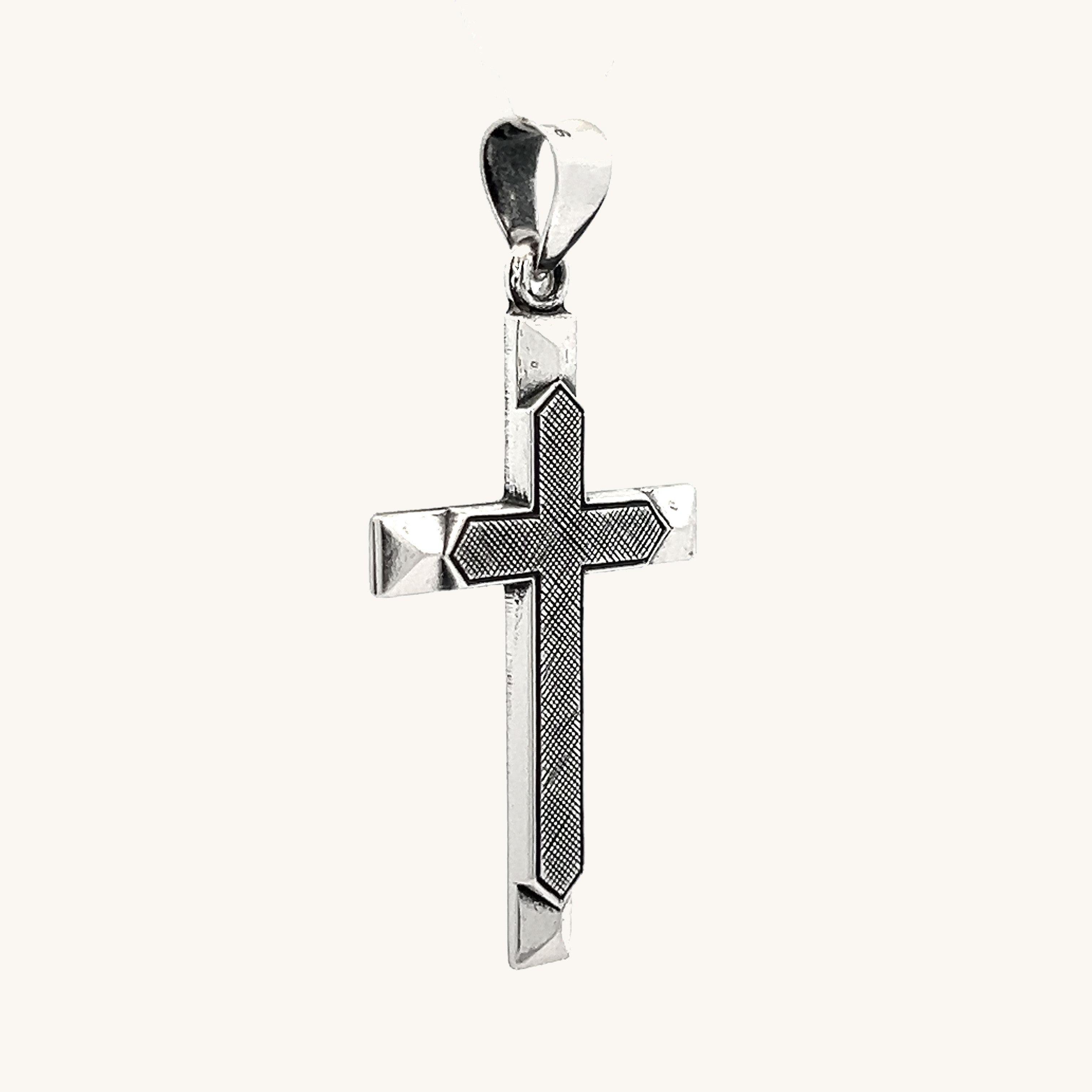 925 Antiqued Silver Textured Cross L M S XS