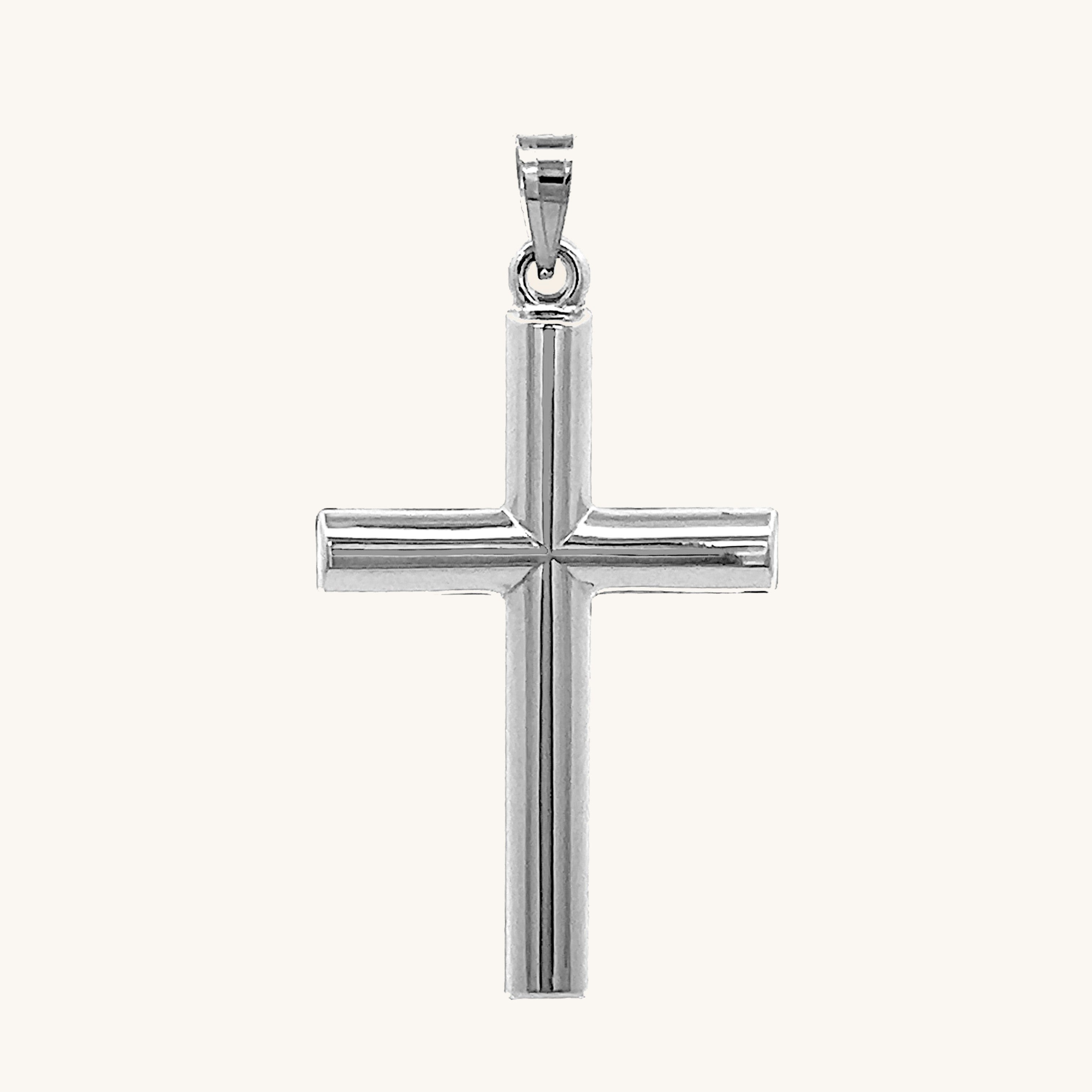 925 Bright Silver Tube Cross L