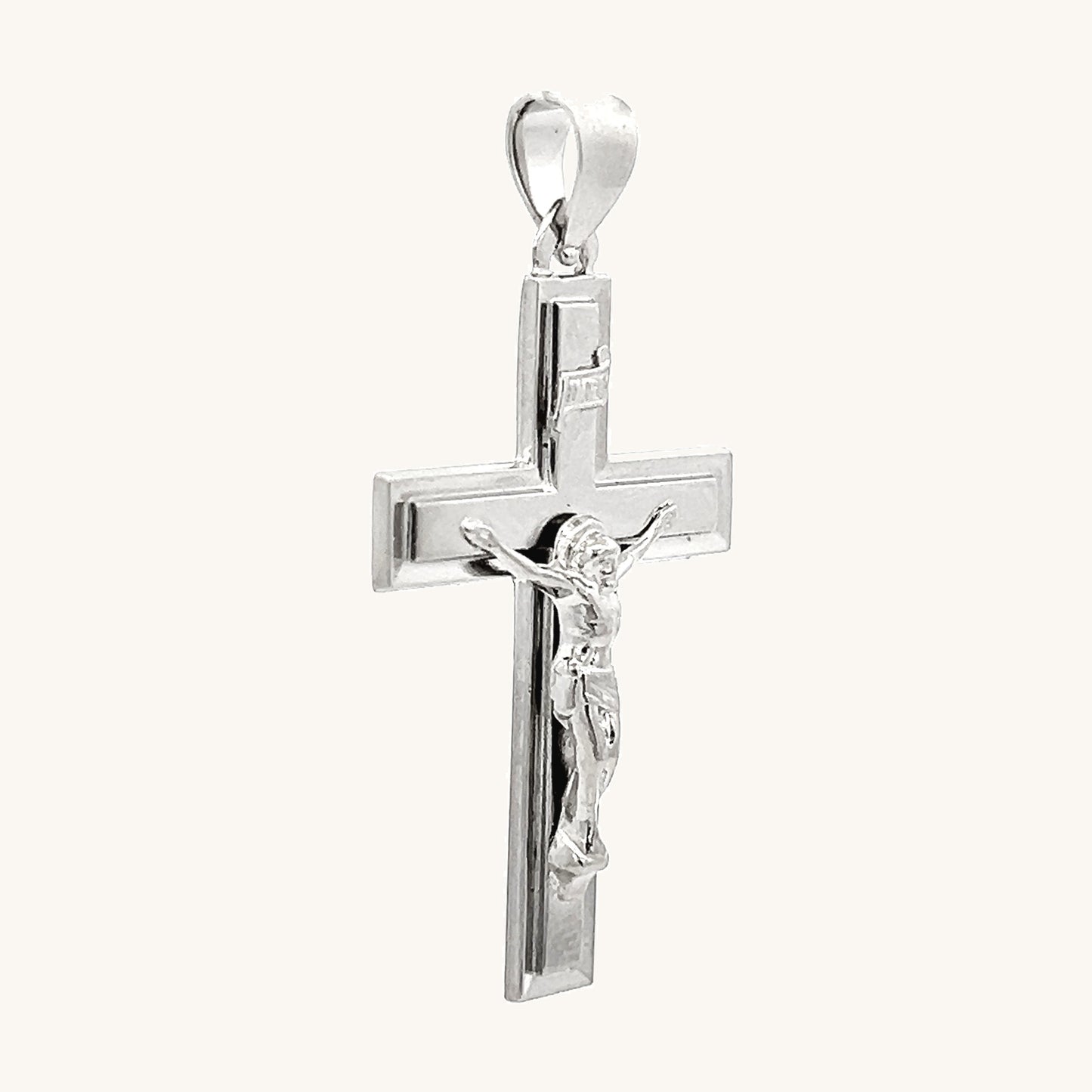 925 Bright Silver Plain Crucifix L