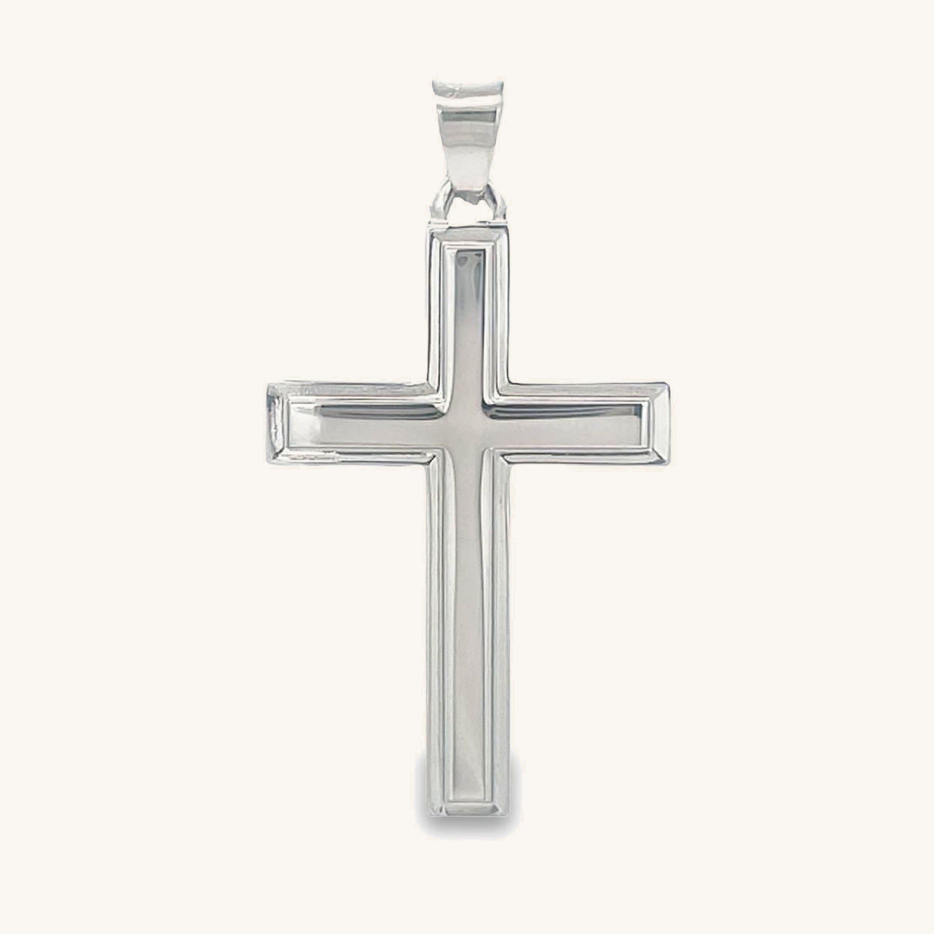 925 Bright Silver Plain Cross L