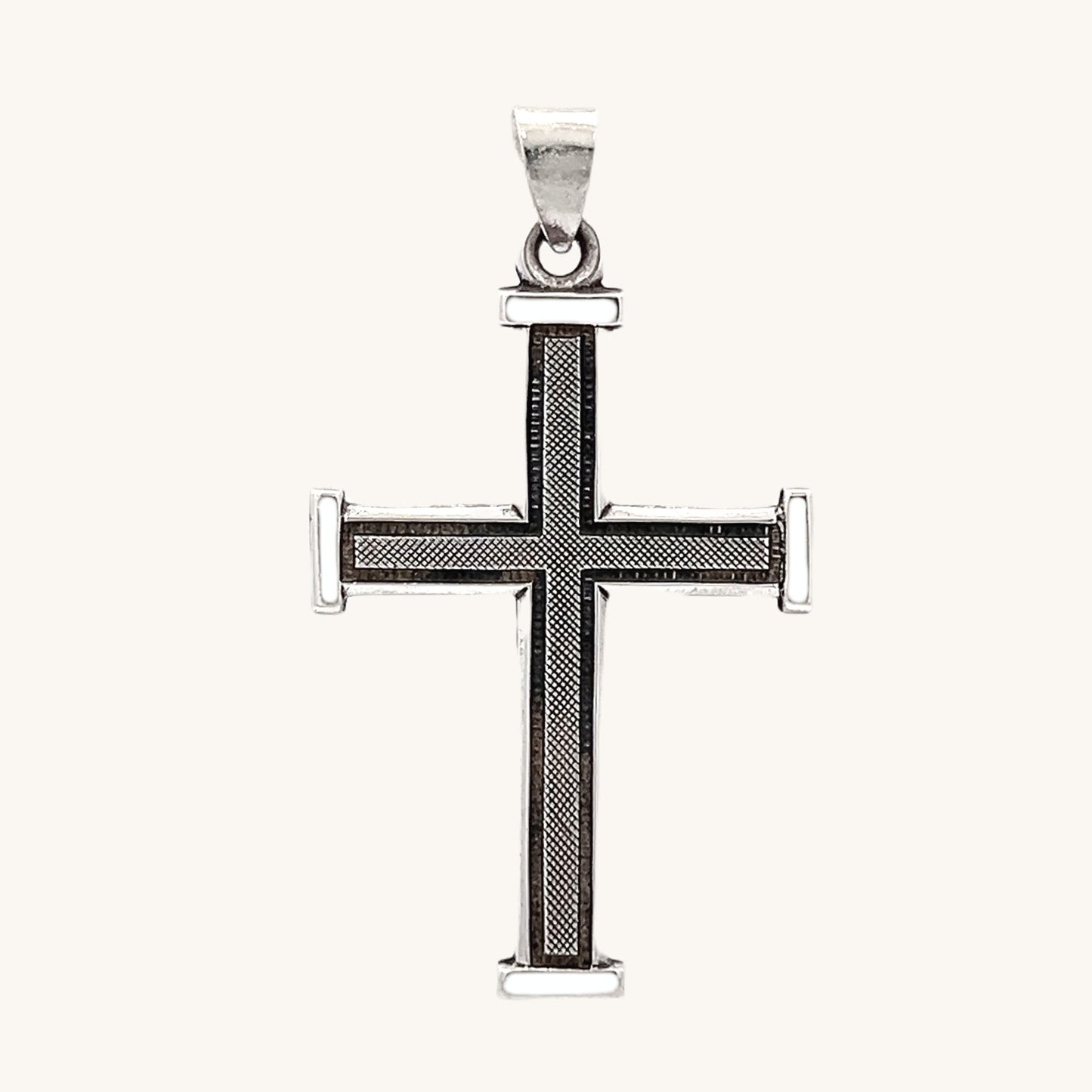 925 Antiqued Silver Textured Cross L