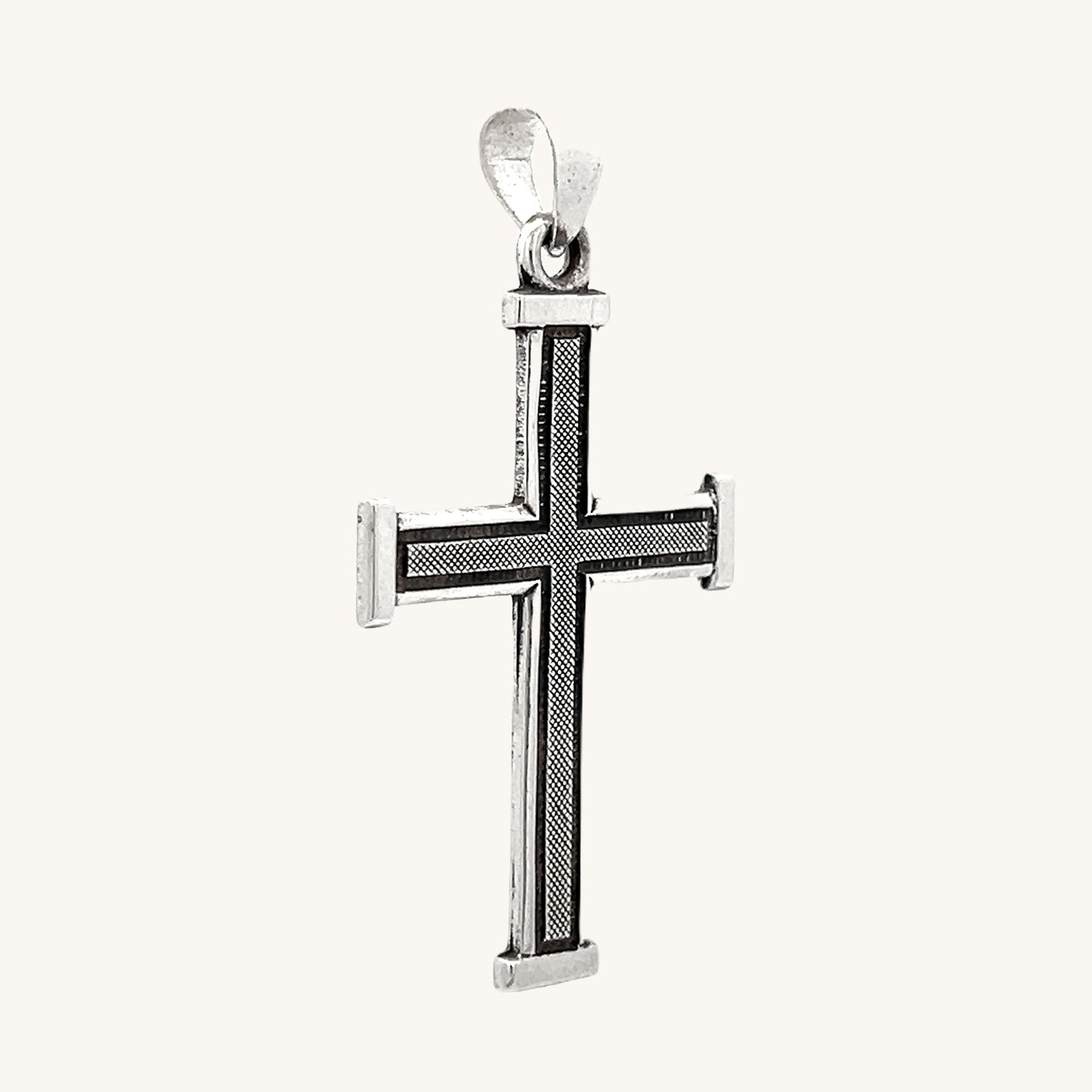 925 Antiqued Silver Textured Cross L M S
