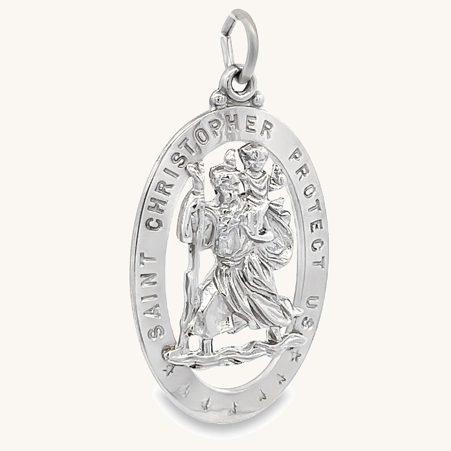 925 Bright Silver Saint Christopher Medal XL