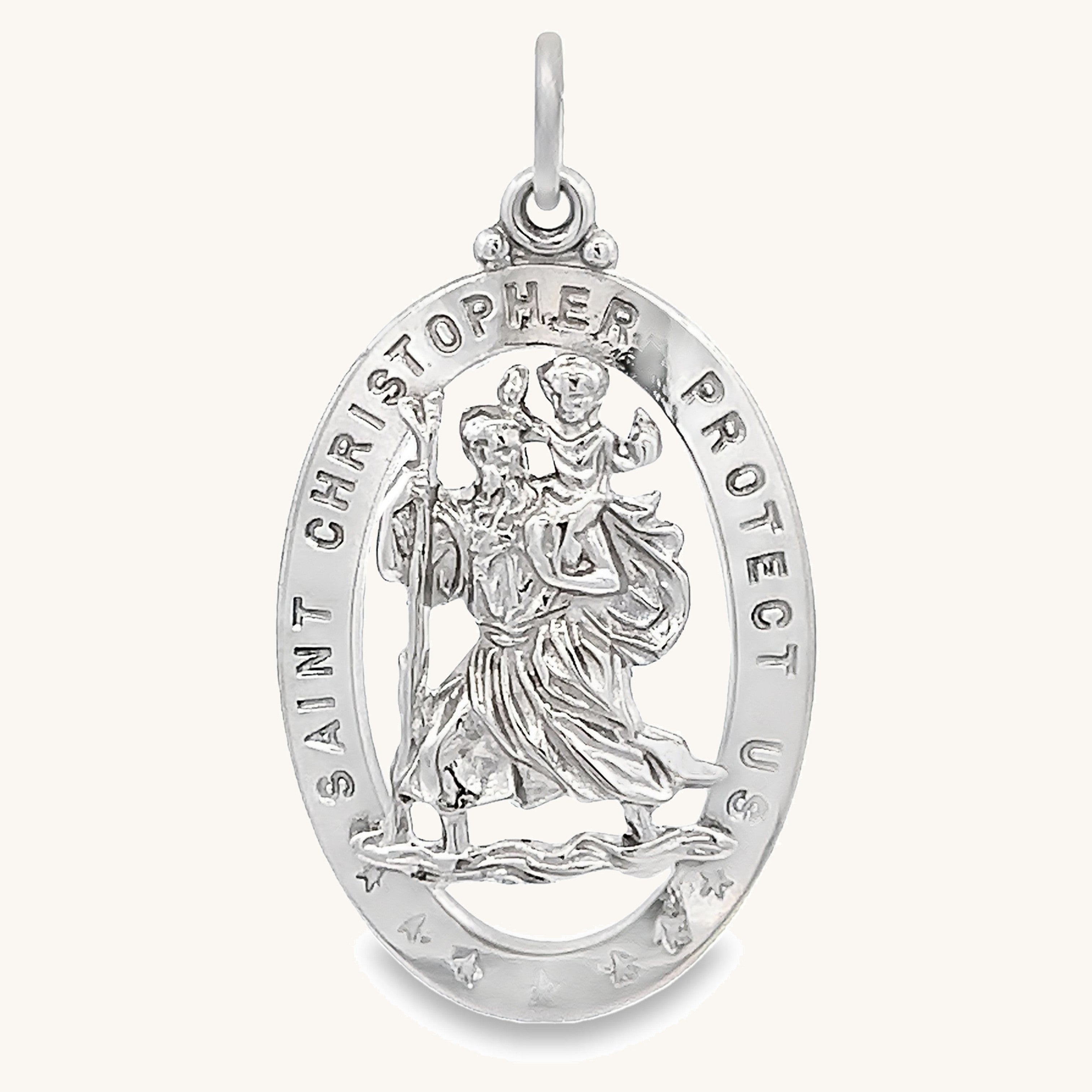 925 Bright Silver Saint Christopher Medal XL