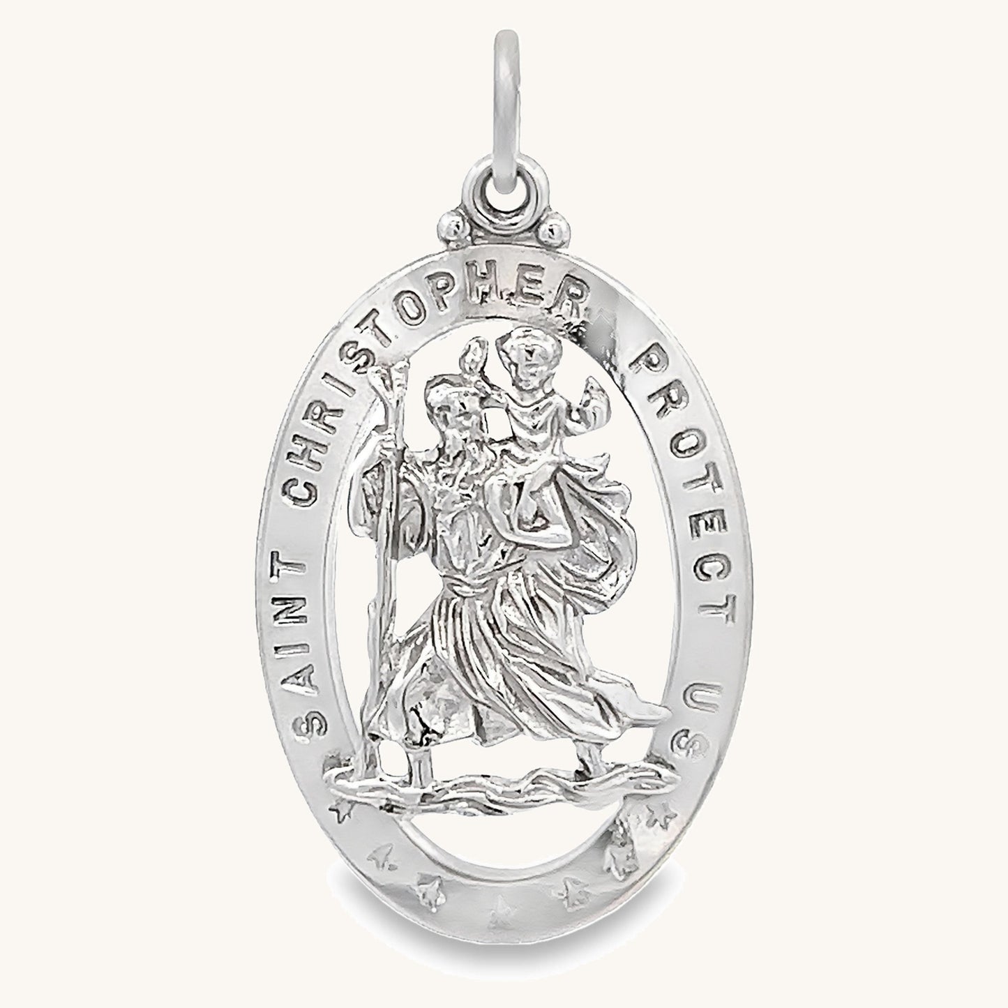 925 Bright Silver Saint Christopher Medal XL