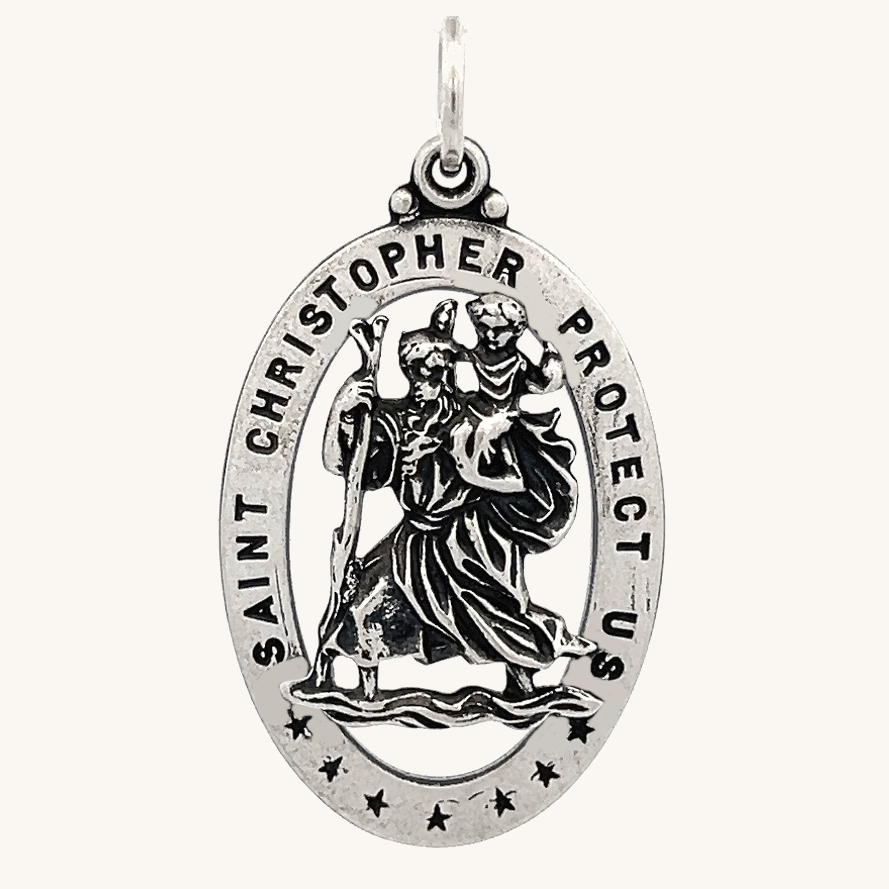 925 Antiqued Silver Saint Christopher Medal XL