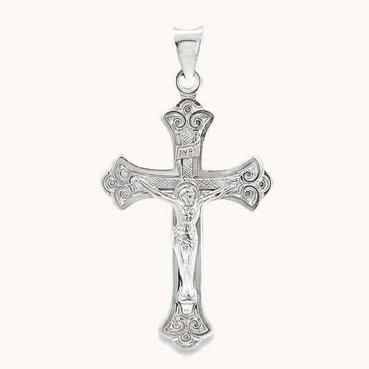 925 Bright Silver Design Crucifix XL