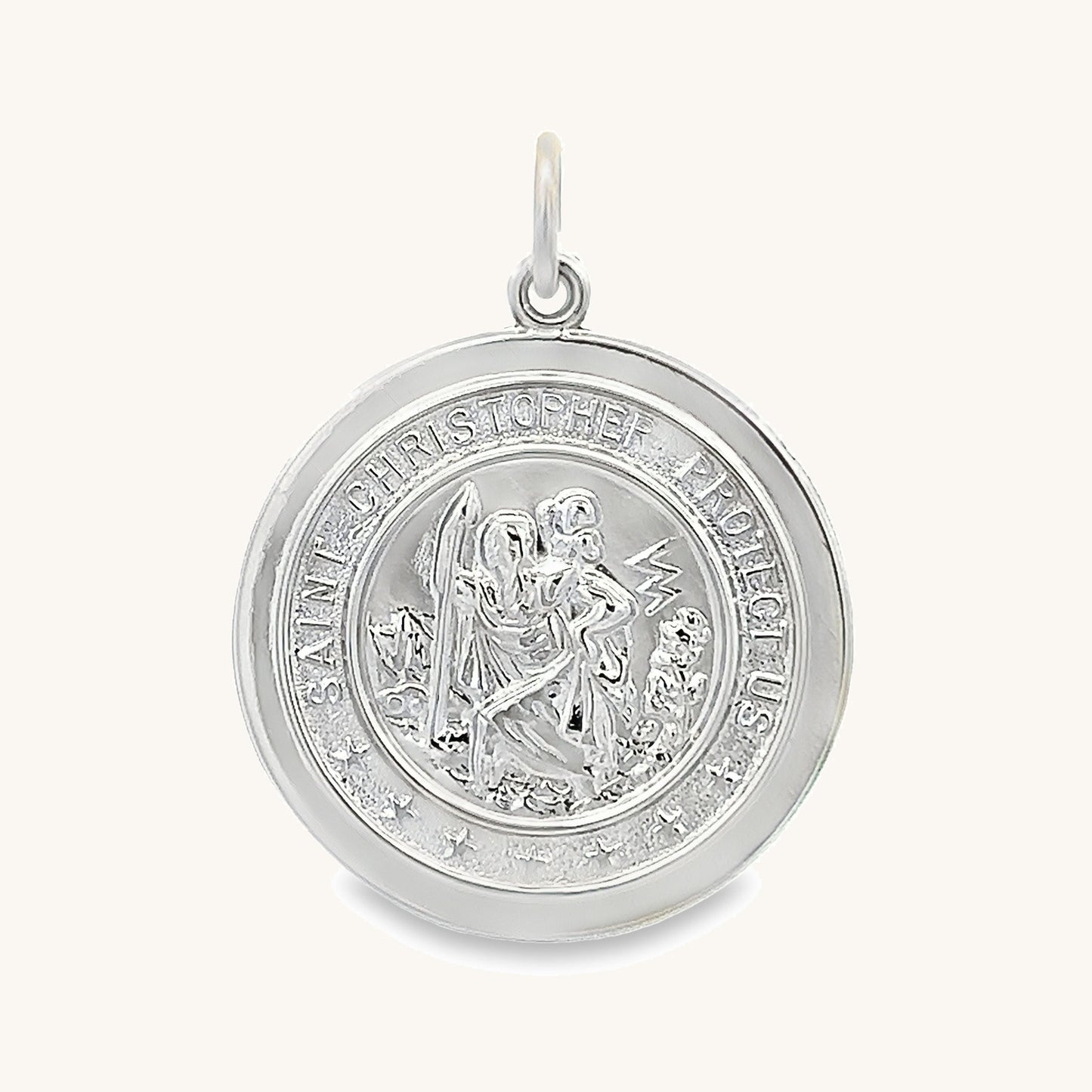 925 Bright Silver Saint Christopher Medal L