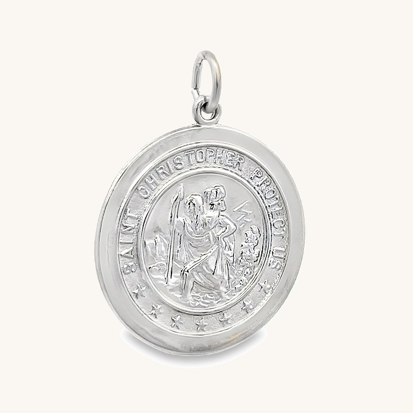 925 Bright Silver Saint Christopher Medal L